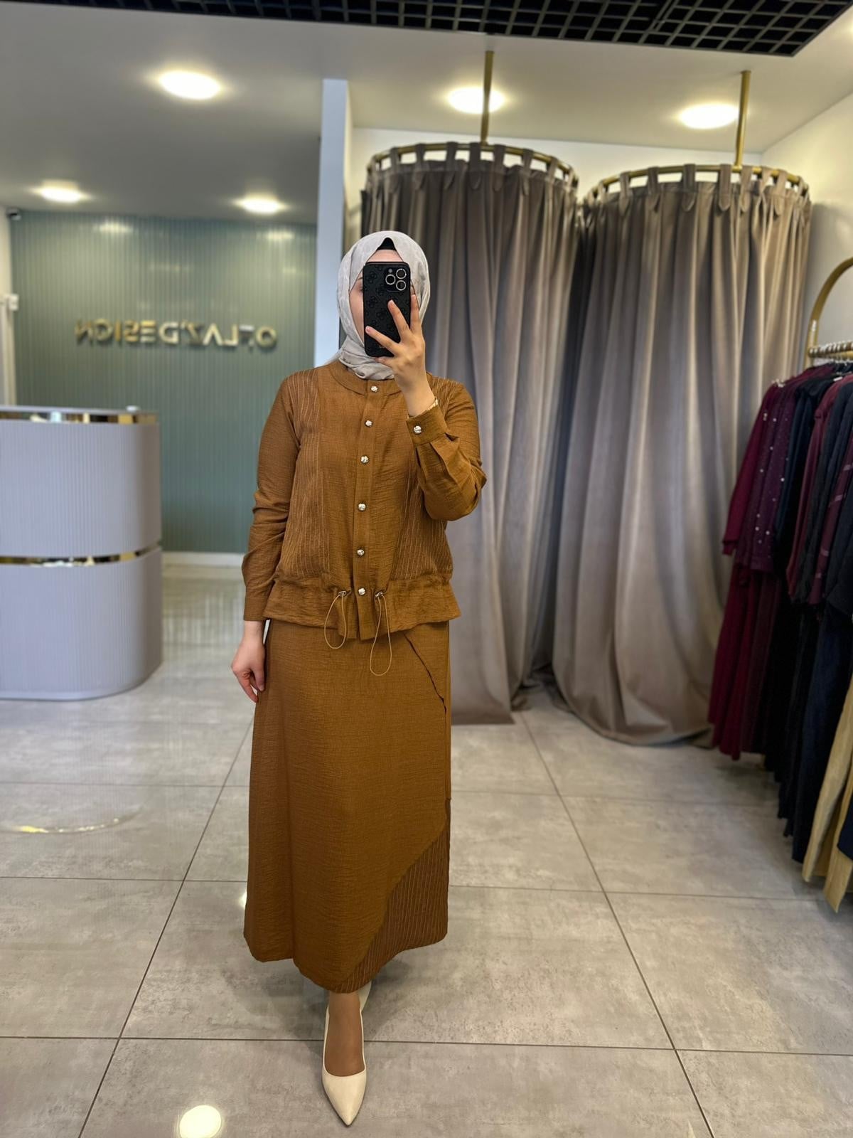 Defrina Çizgili Komb. Etekli Takım Hardal 61166