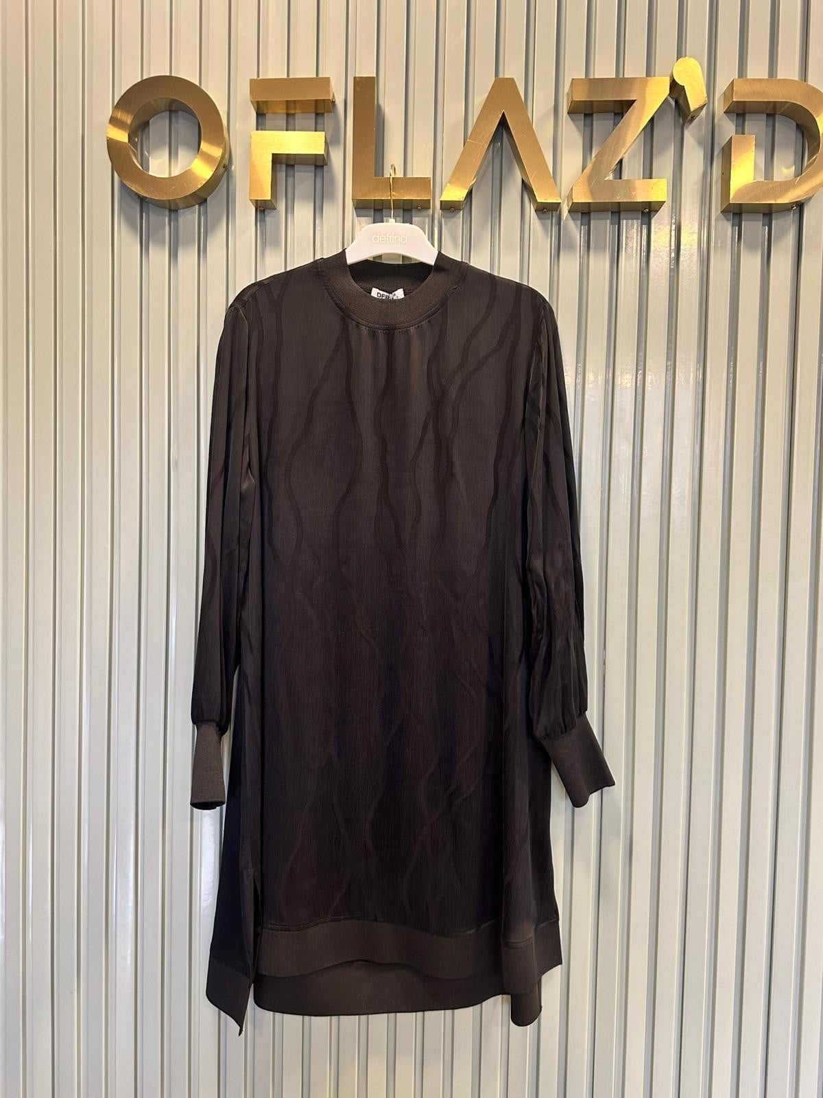 Defrina Dalgalı Desen Qupra Tunik Siyah 31312