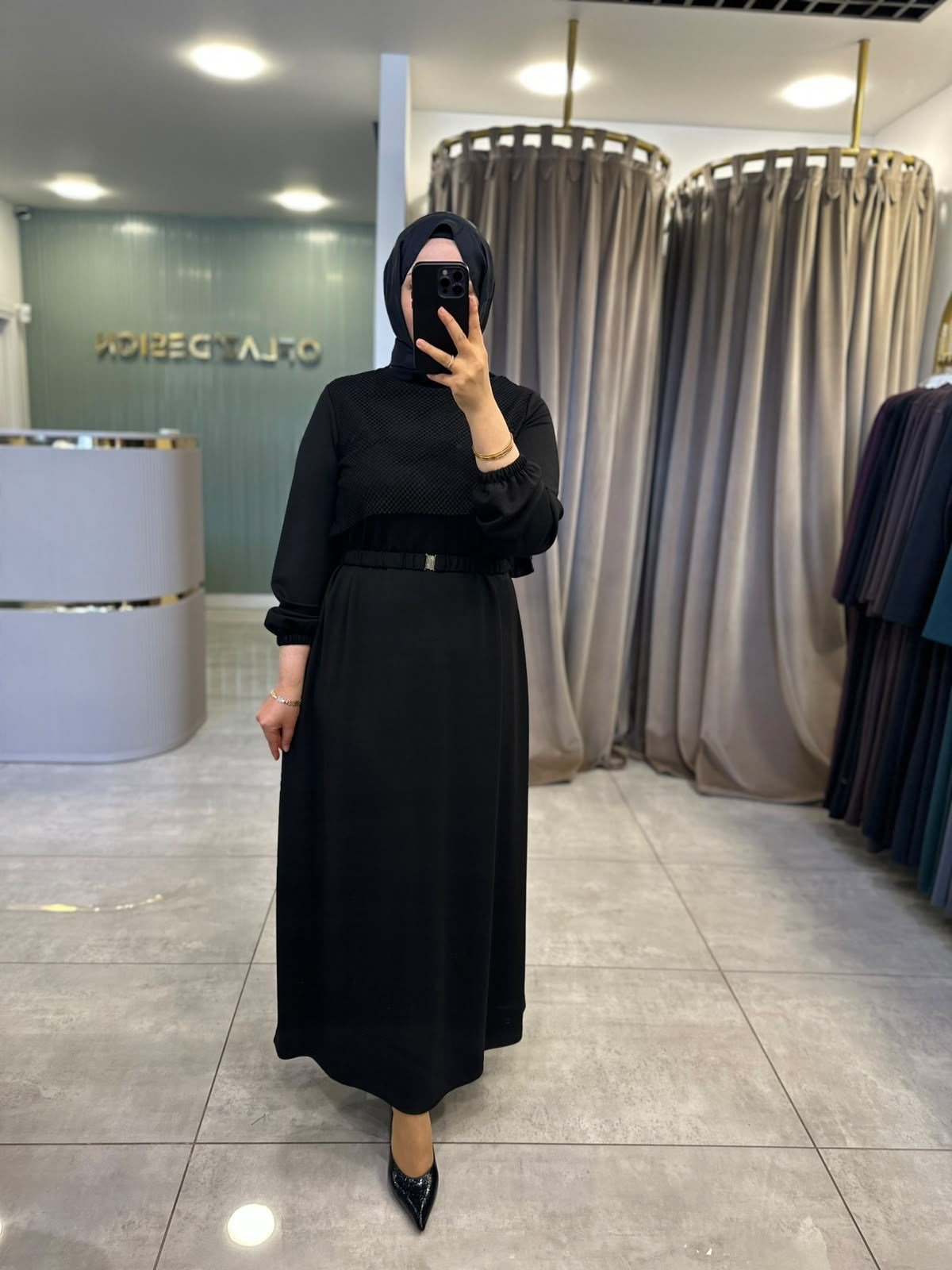 Defrina Dantel Detaylı Elbise Siyah 41076