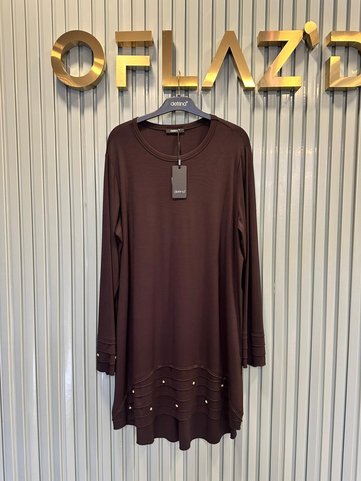 Defrina Eteği ve Kolları Taşlı Tunil Kahverengi 31271