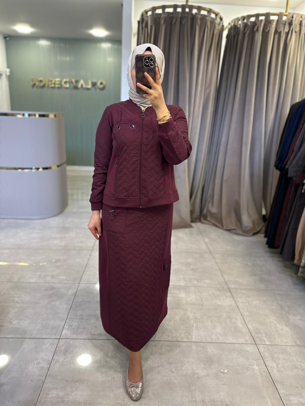 Defrina Kapitone Dty. Etekli Takım Bordo 61089