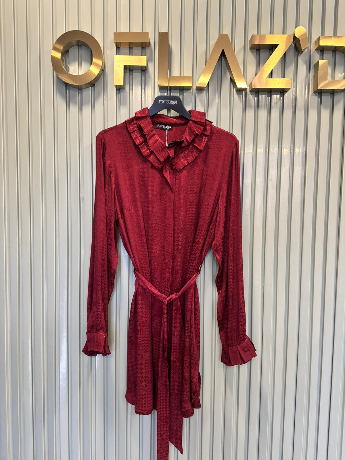 Fuat Gürşen Desenli Tunik Bordo 4317