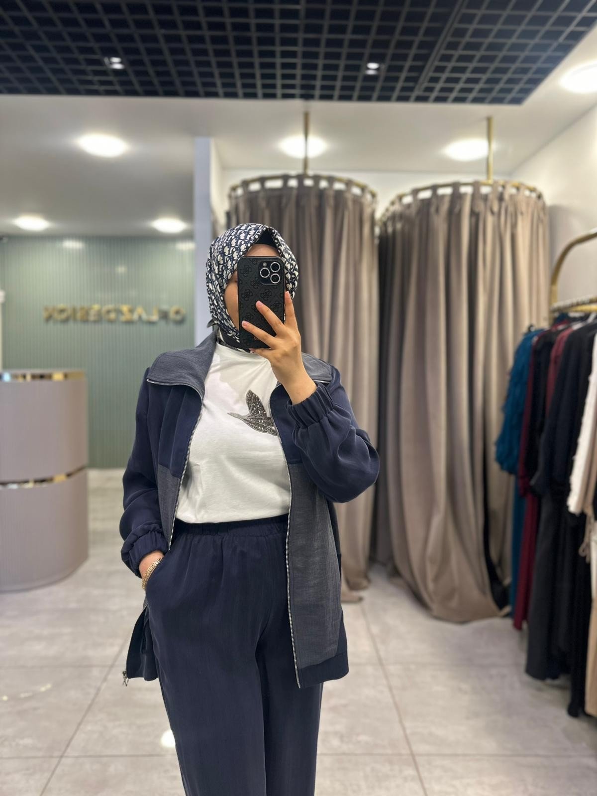 Nuss Boydan Fermuarlı İpek Qupra Takım Lacivert 26Y 1026