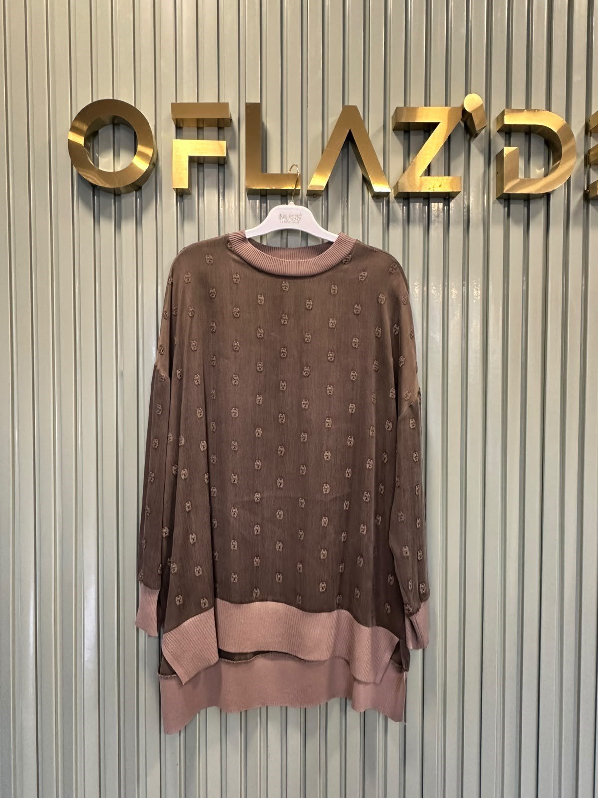 Nuss Kabartma Desen İpek Qupra Tunik Vizon 27K 3043