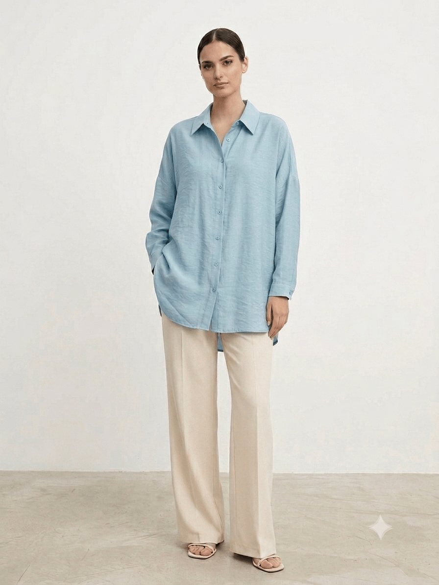Nuss Oversize Düğmeli Gömlek Akdeniz 26Y 3001