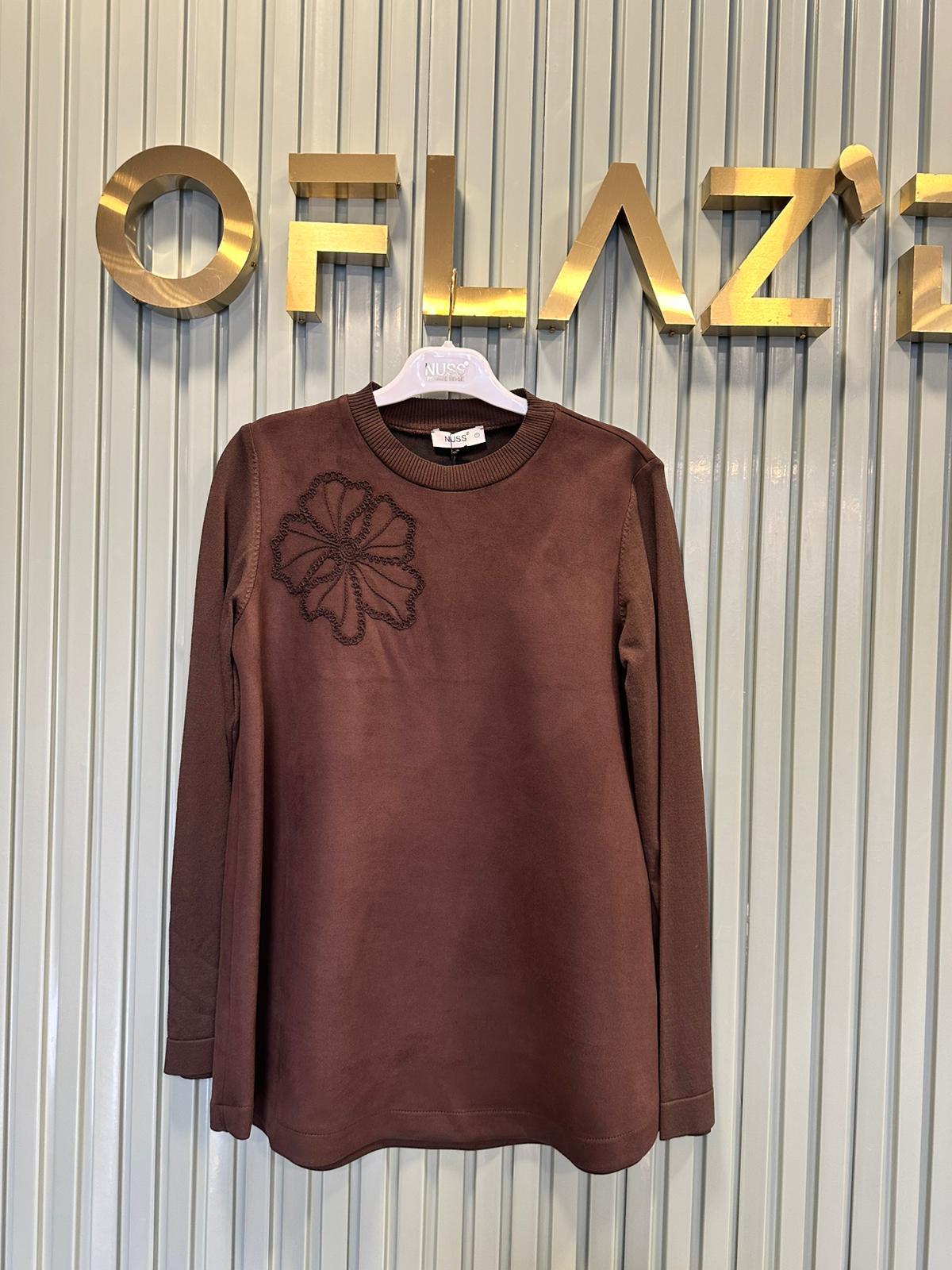 Nuss Süet Merserize Tunik Kahverengi 26K 3004