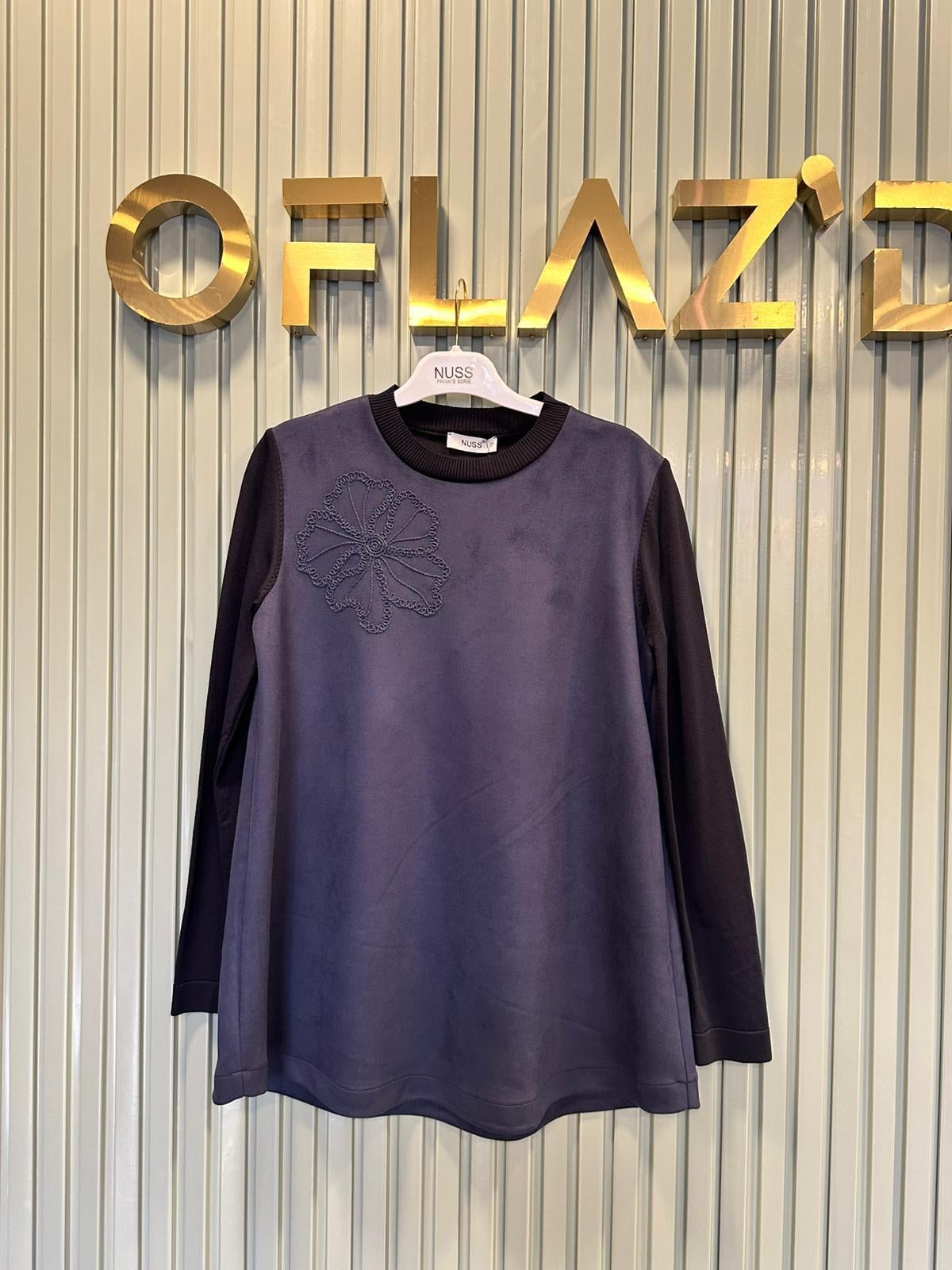 Nuss Süet Merserize Tunik Lacivert 26K 3004