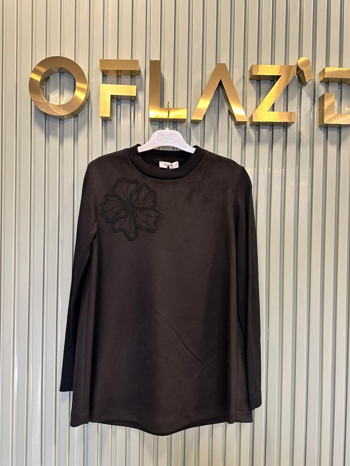 Nuss Süet Merserize Tunik Siyah 26K 3004