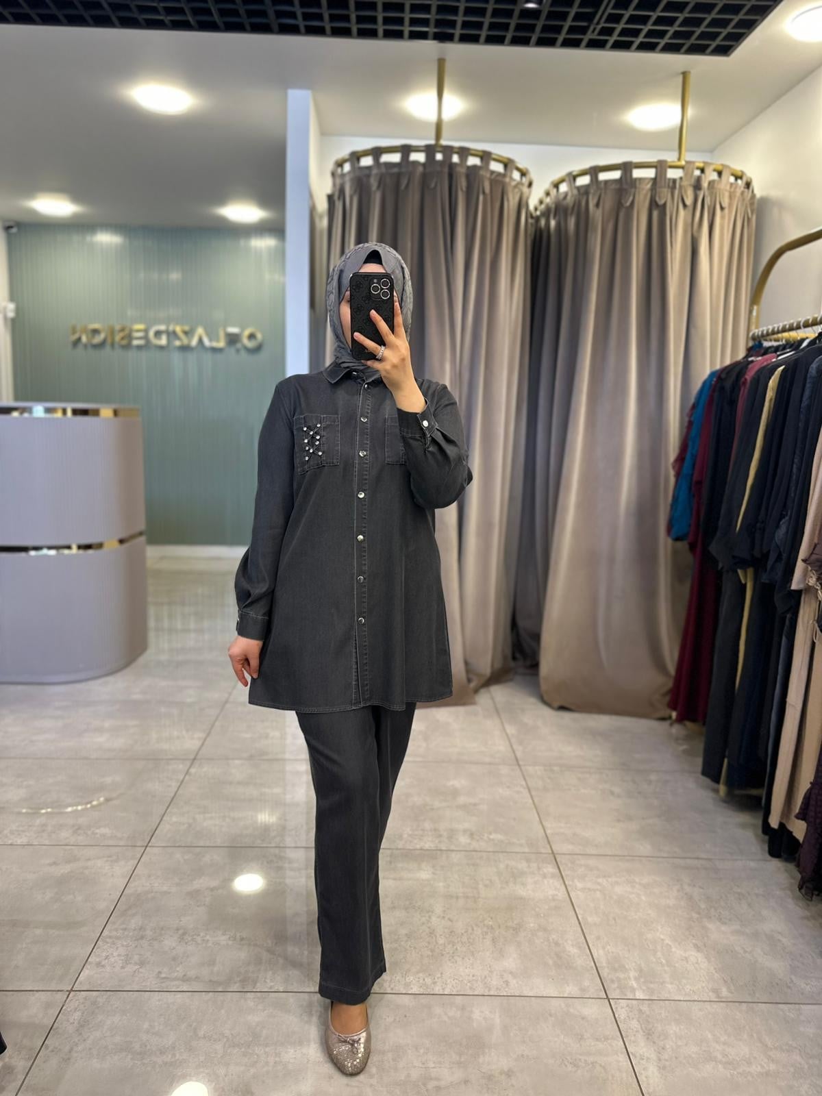 Otto Denim Kumaş Pantolonlu Takım Siyah 3411