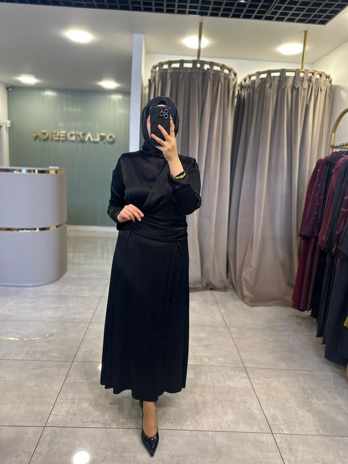 Wennora Vatkalı Elbise Siyah 1003