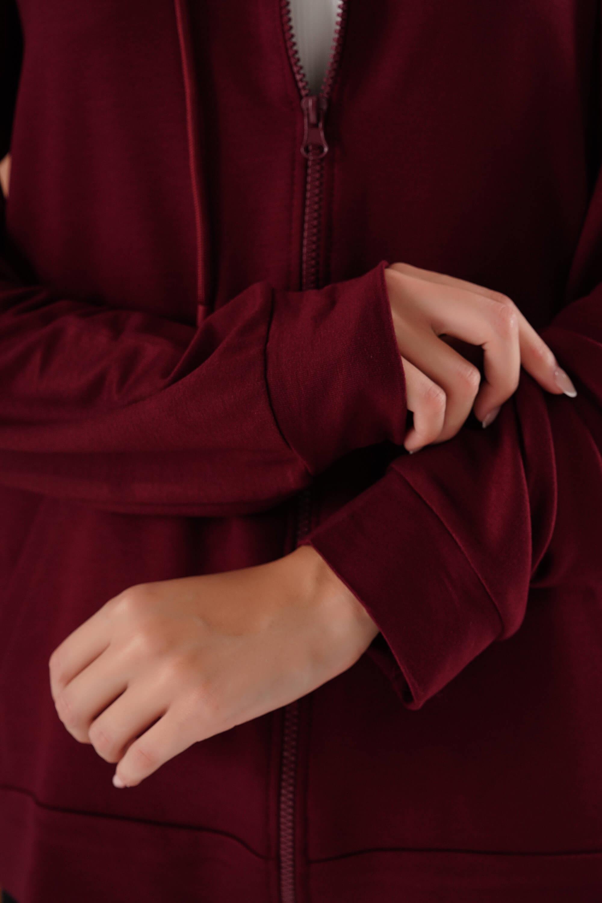 Fermuarlı Cepli Kapşonlu Modal Sweatshirt