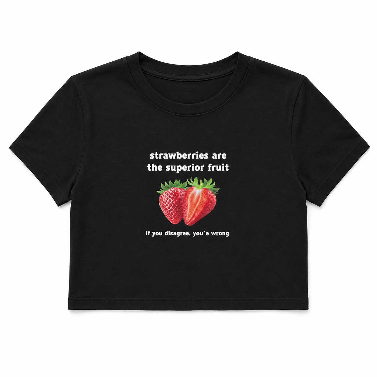 Önü Çilek Baskılı Kısa Tshirt 