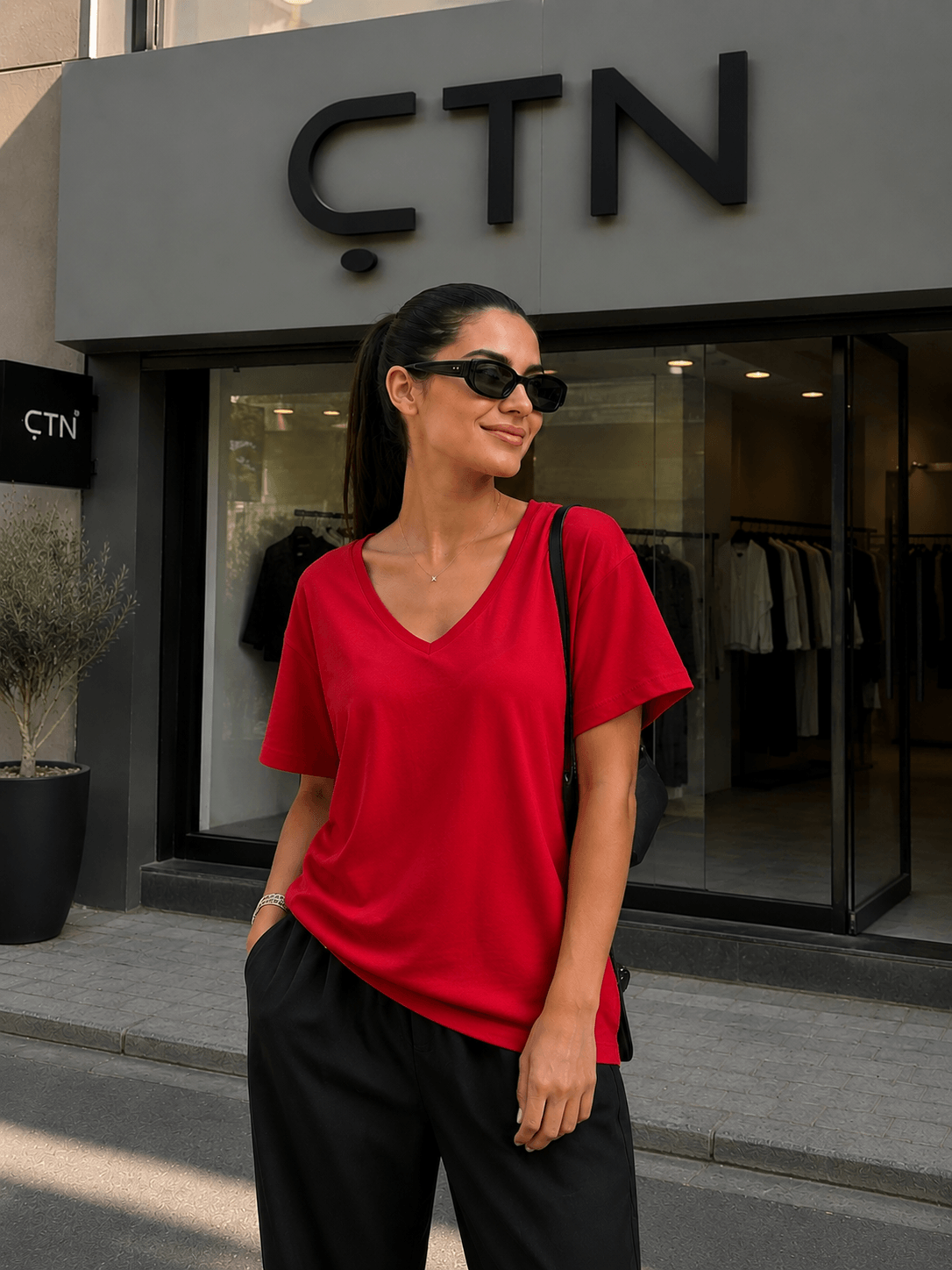 V Yaka Oversize Tshirt 