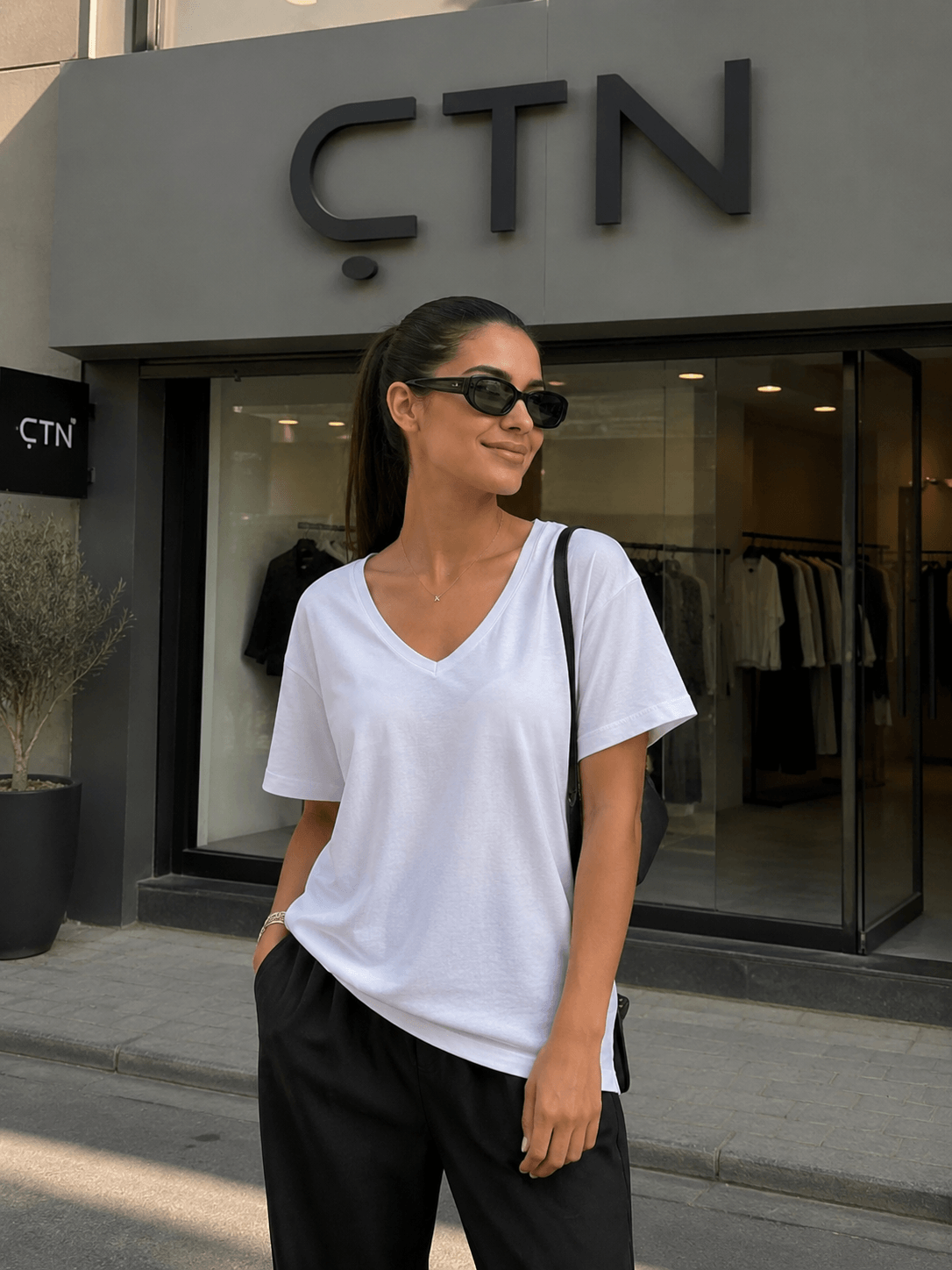 V Yaka Oversize Tshirt 