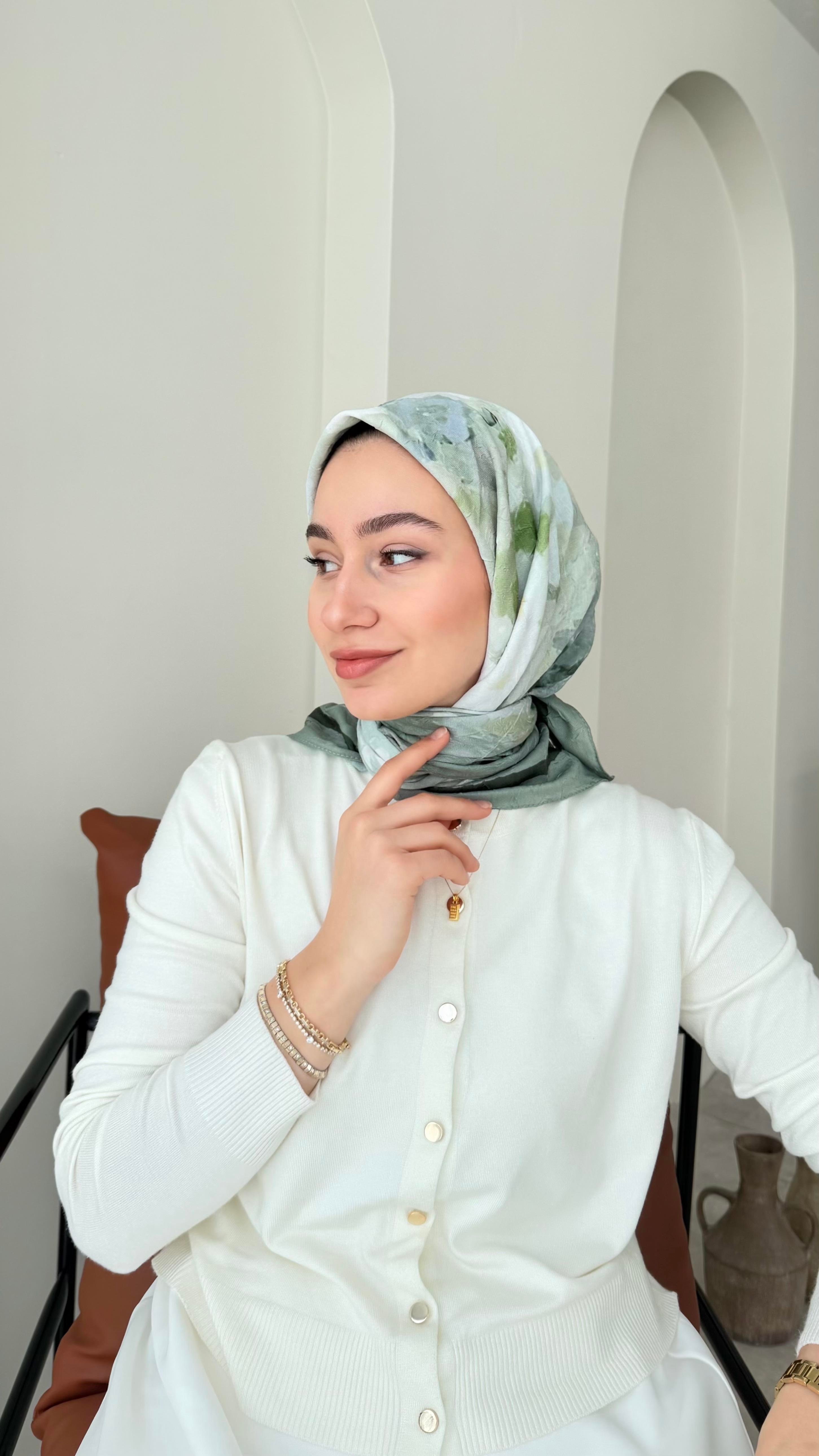 Batik Bambu Kraş Eşarp - Mint Yeşili