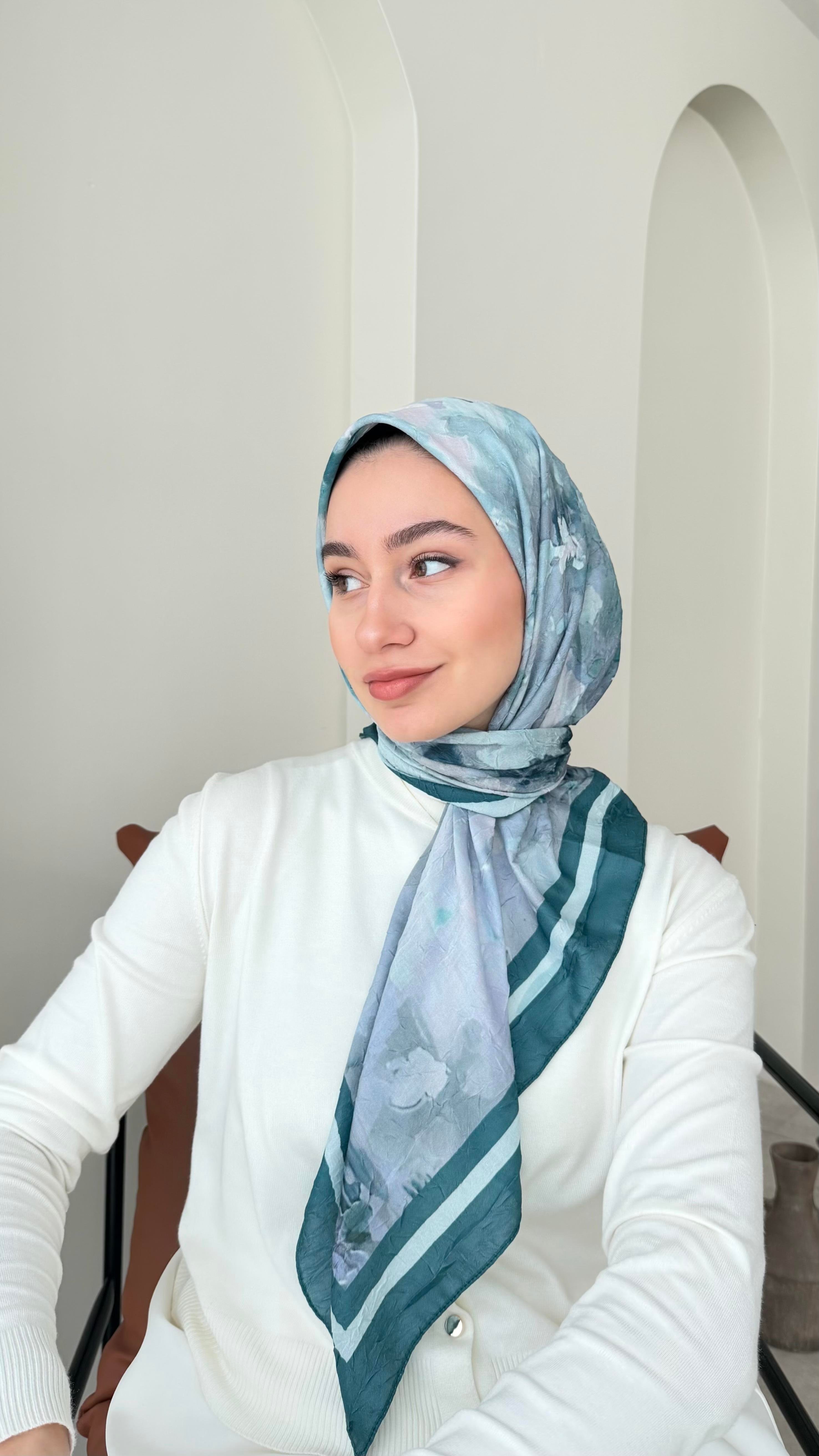 Batik Bambu Kraş Eşarp - Petrol
