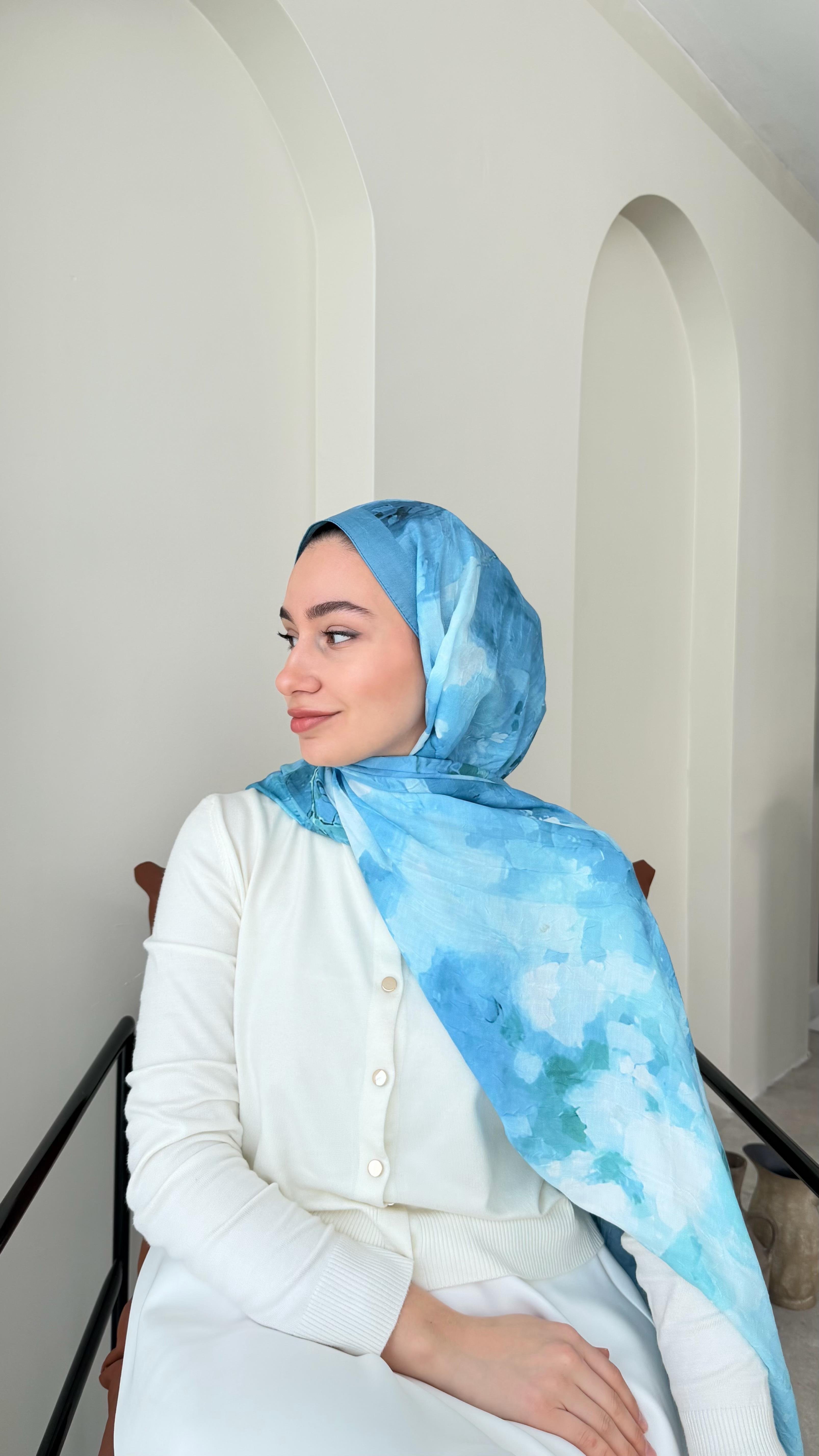 Batik Bambu Kraş Şal-Mavi
