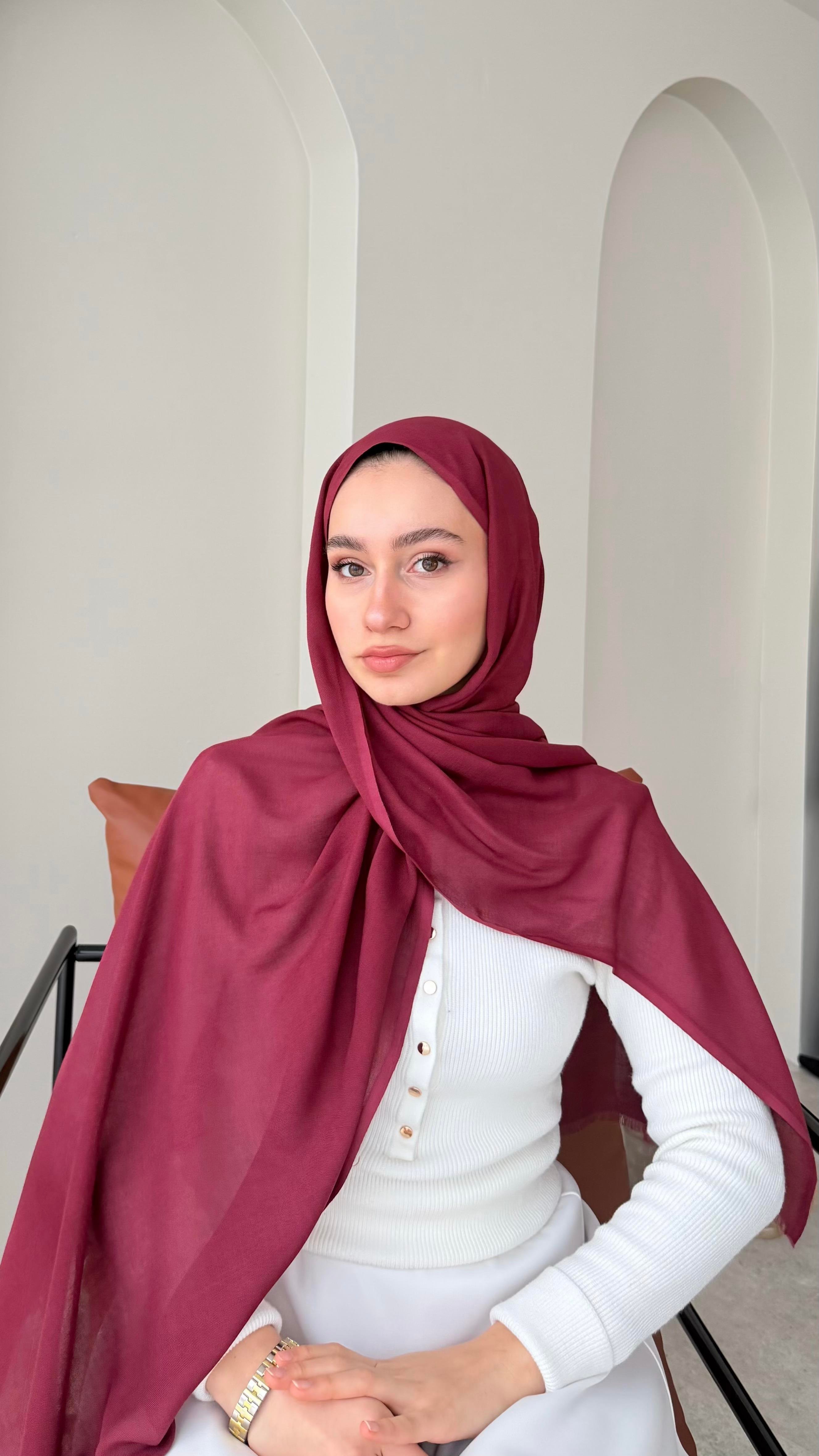 Lesa Kaşmir Viscon Şal - Bordo