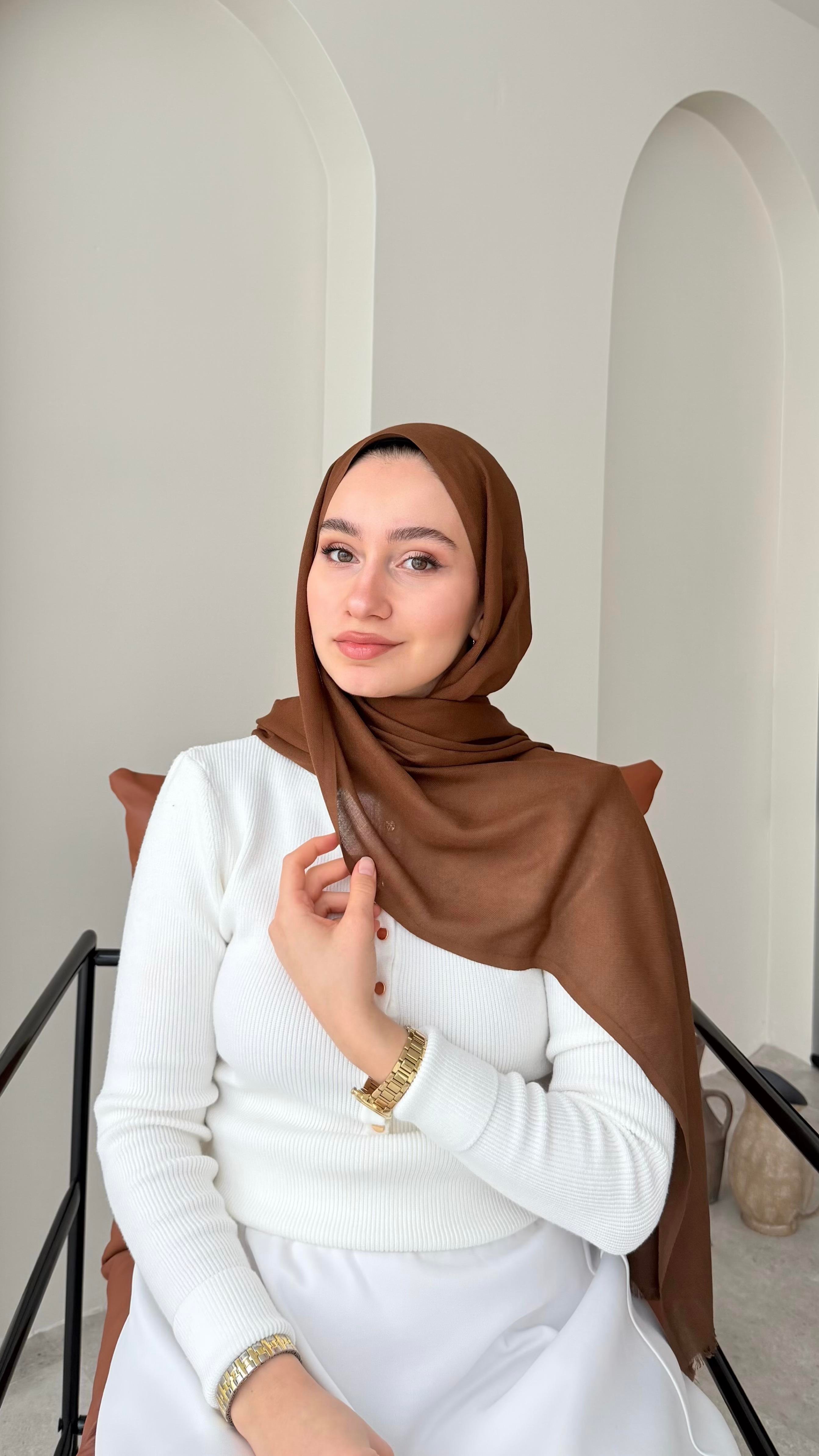 Lesa Kaşmir Viscon Şal - Kahve