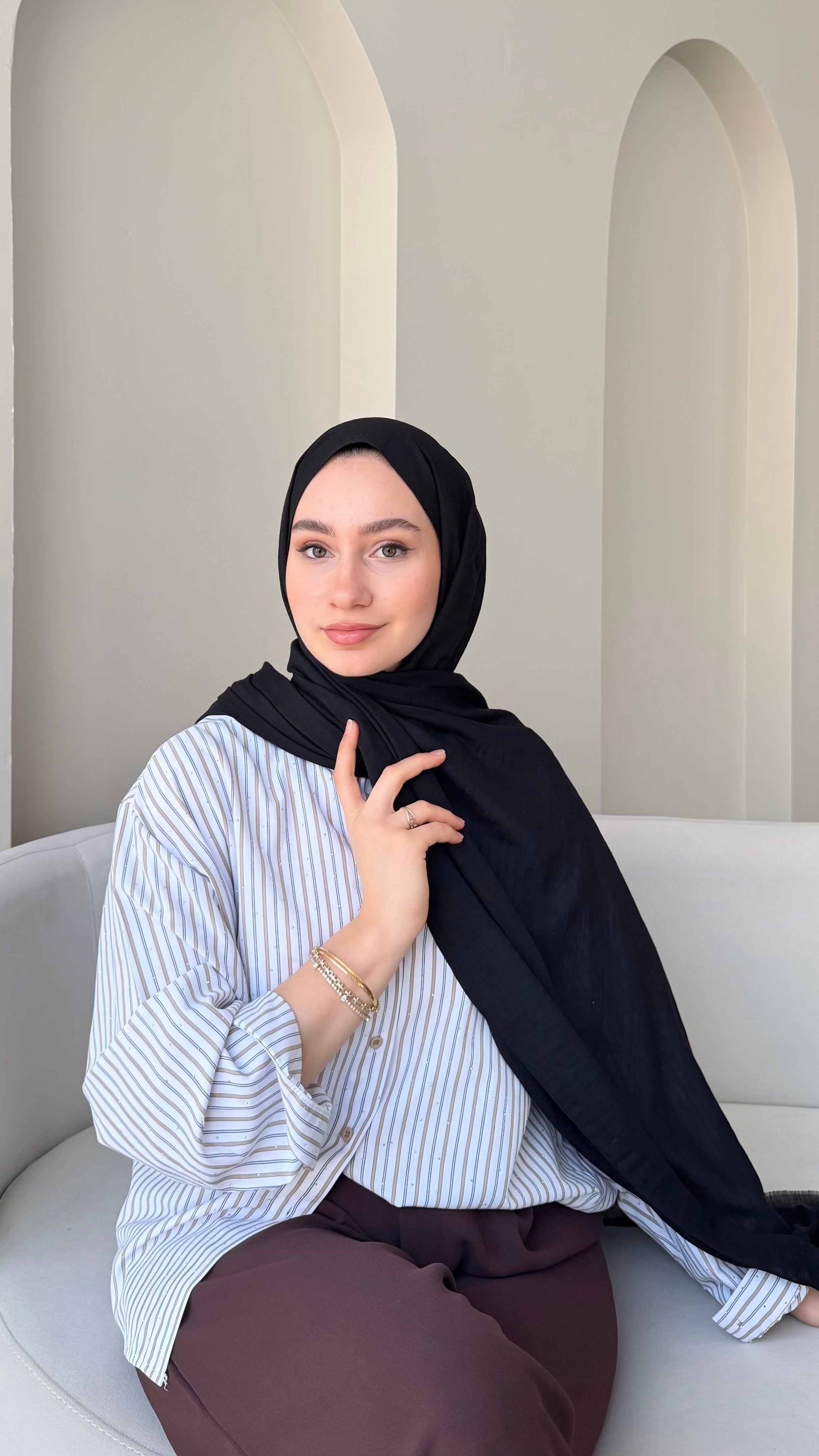 Lora Pamuk Şal - Siyah
