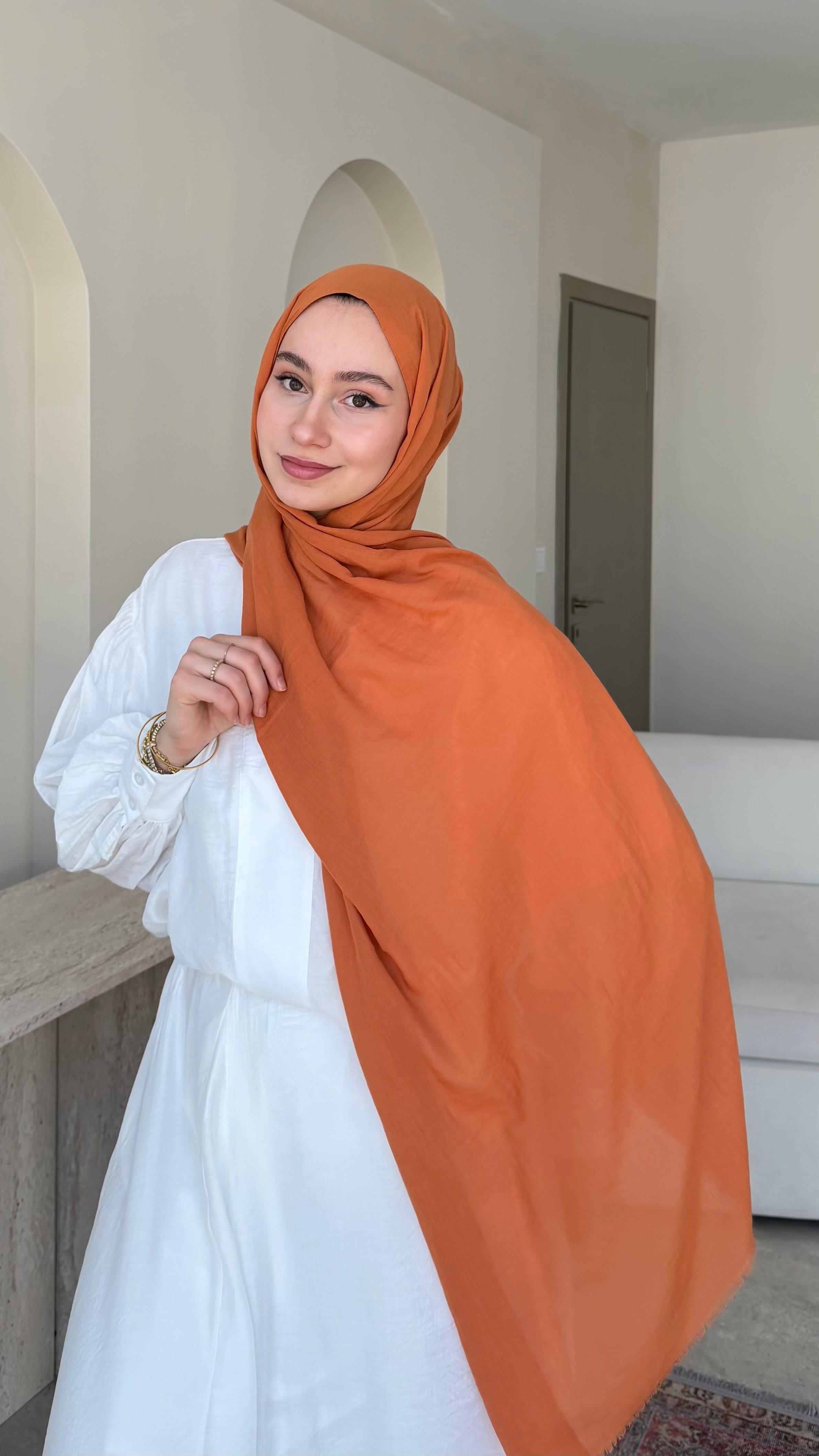 Lora Pamuk Şal - Tarçın