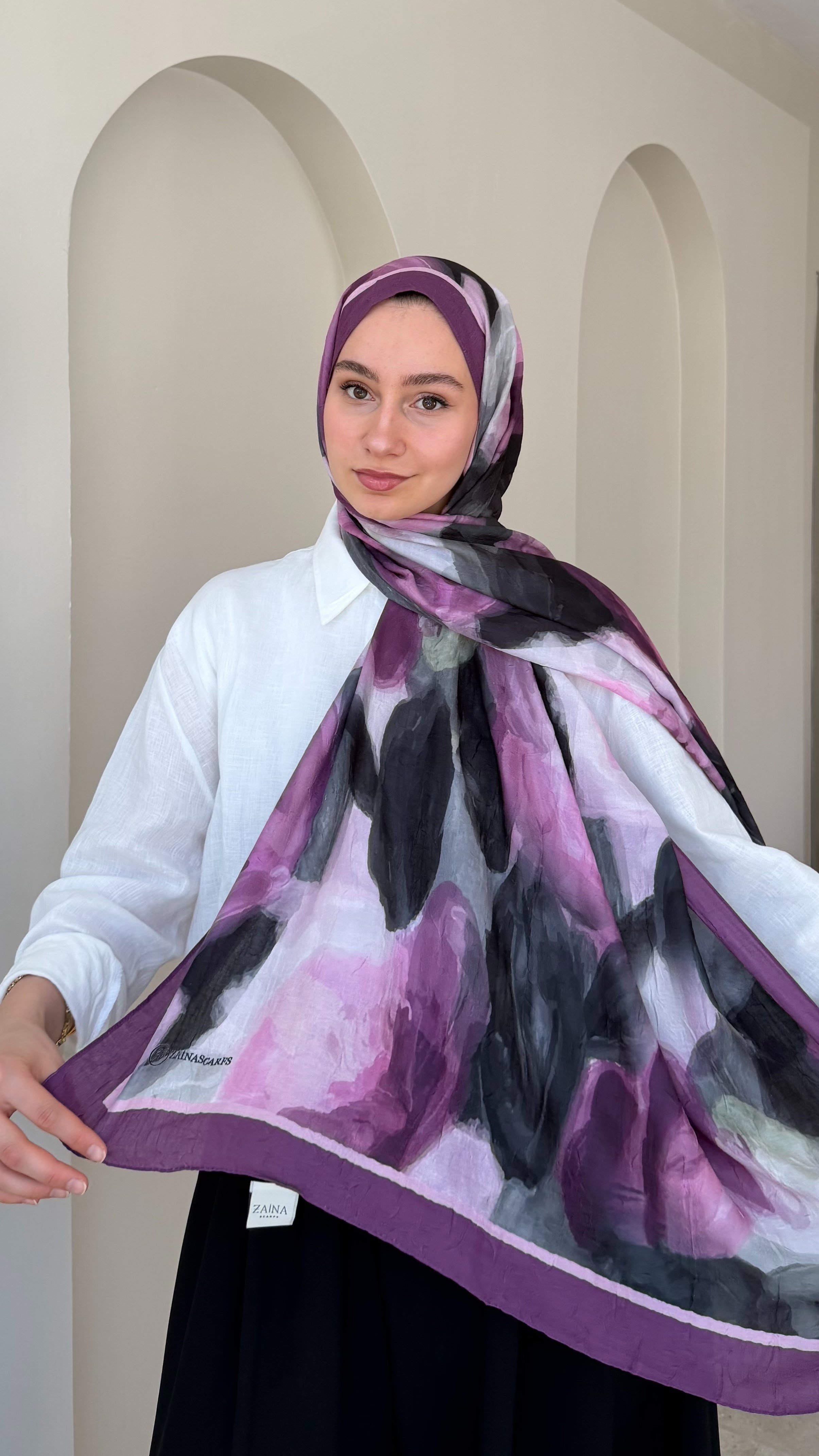 Mirel Bambu Kraş Şal - Eflatun