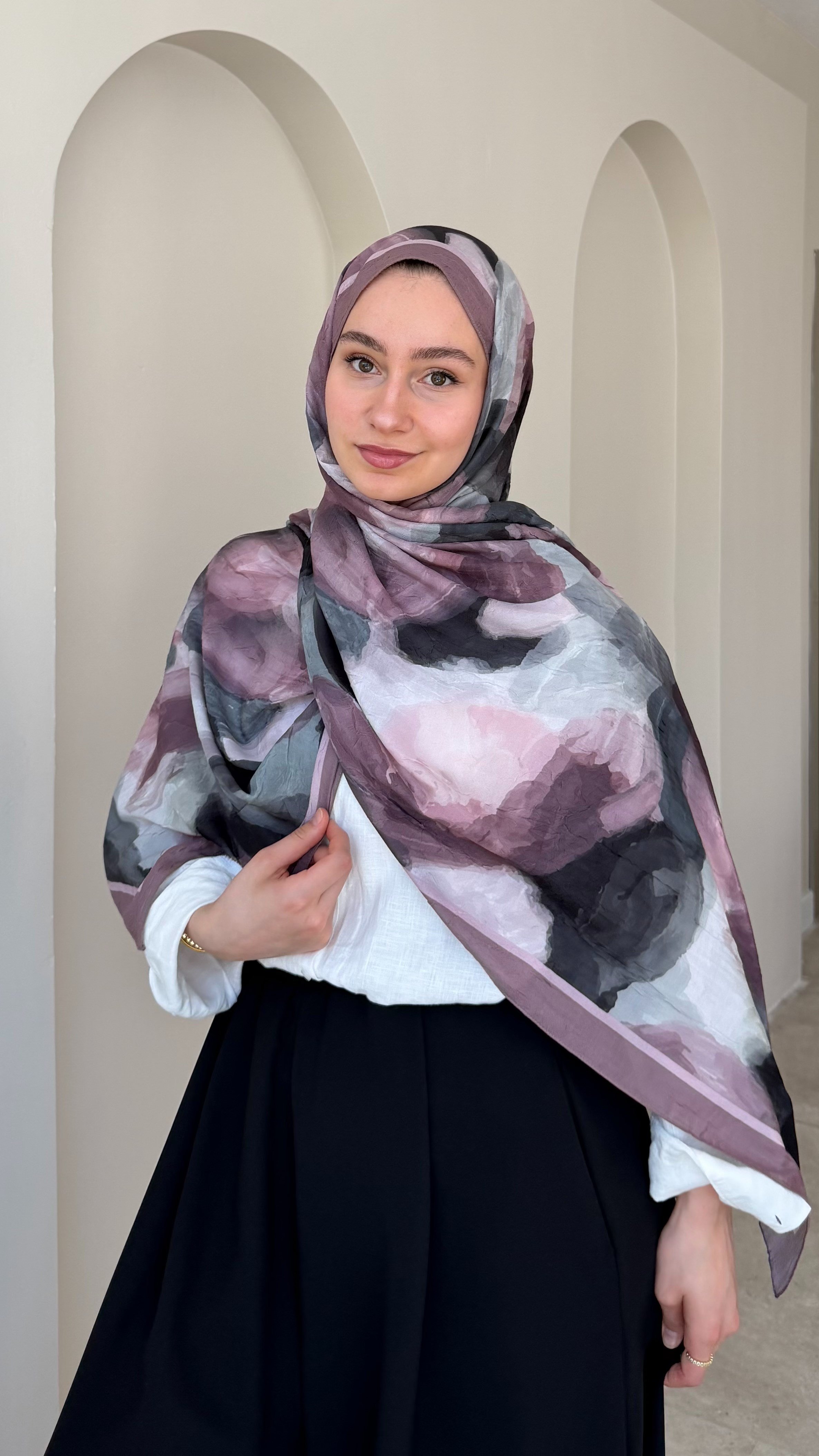 Mirel Bambu Kraş Şal - Pembemsi Vizon