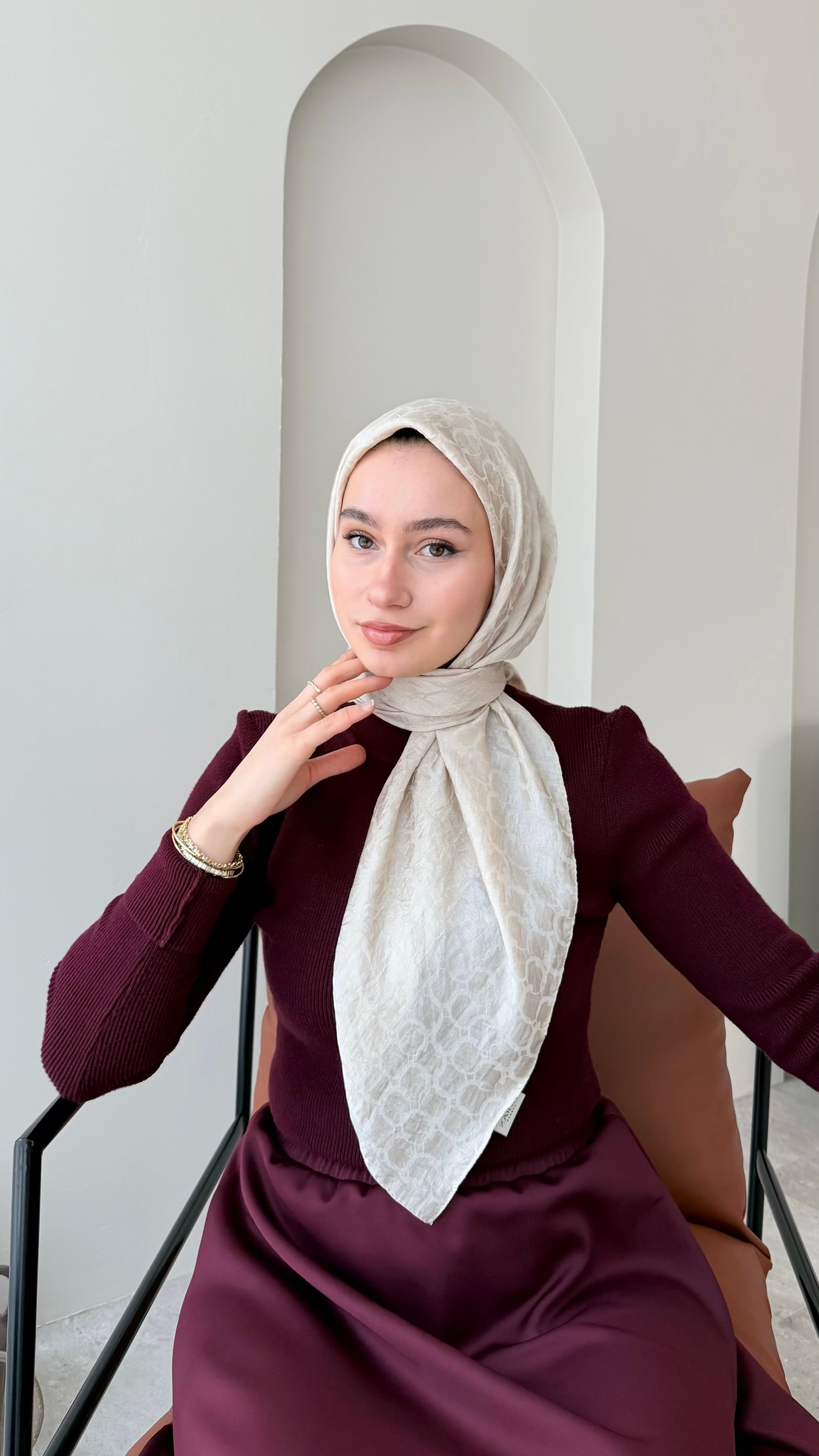Parla Pamuk Jakar Eşarp - Bej