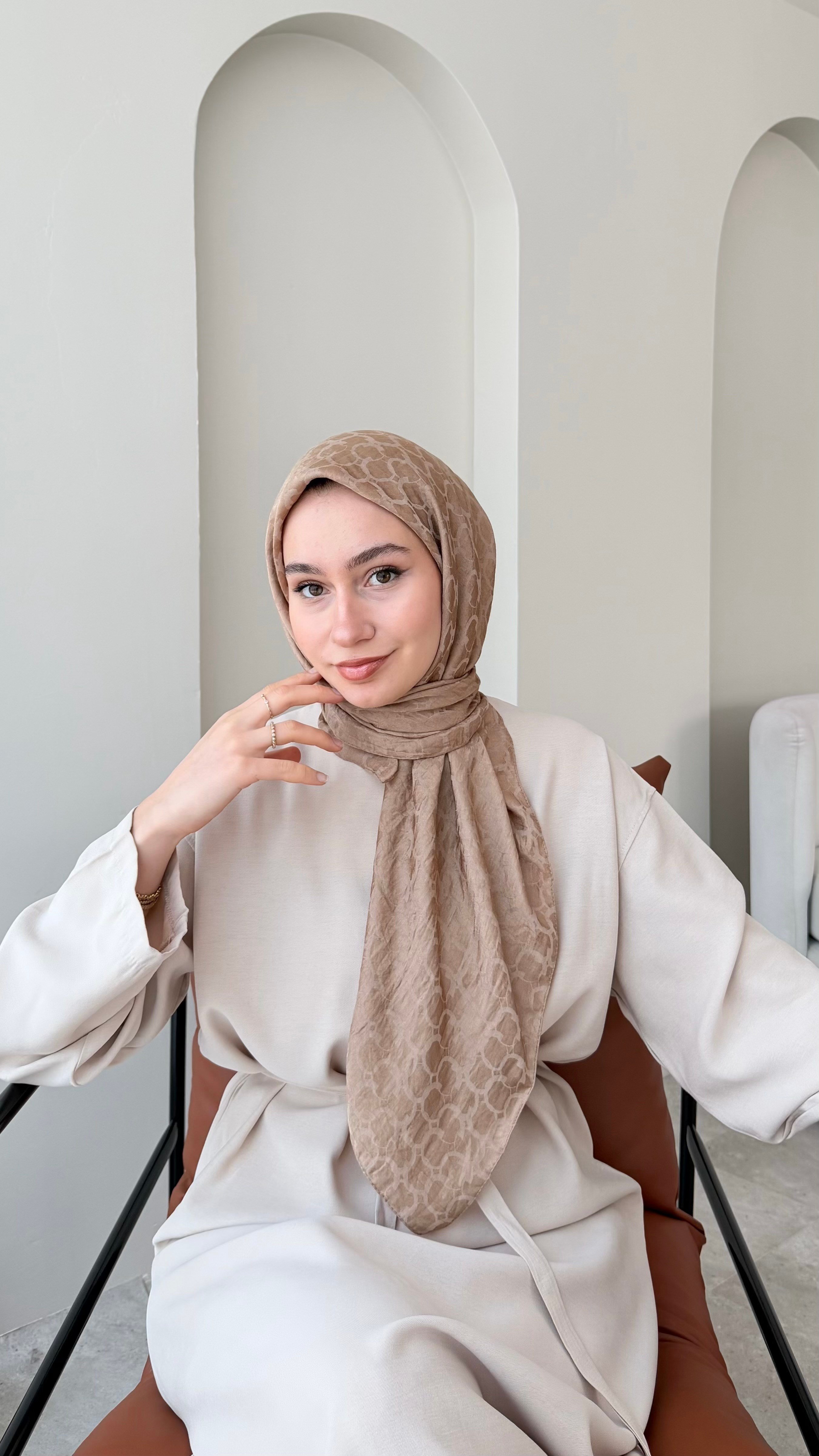 Parla Pamuk Jakar Eşarp - Camel