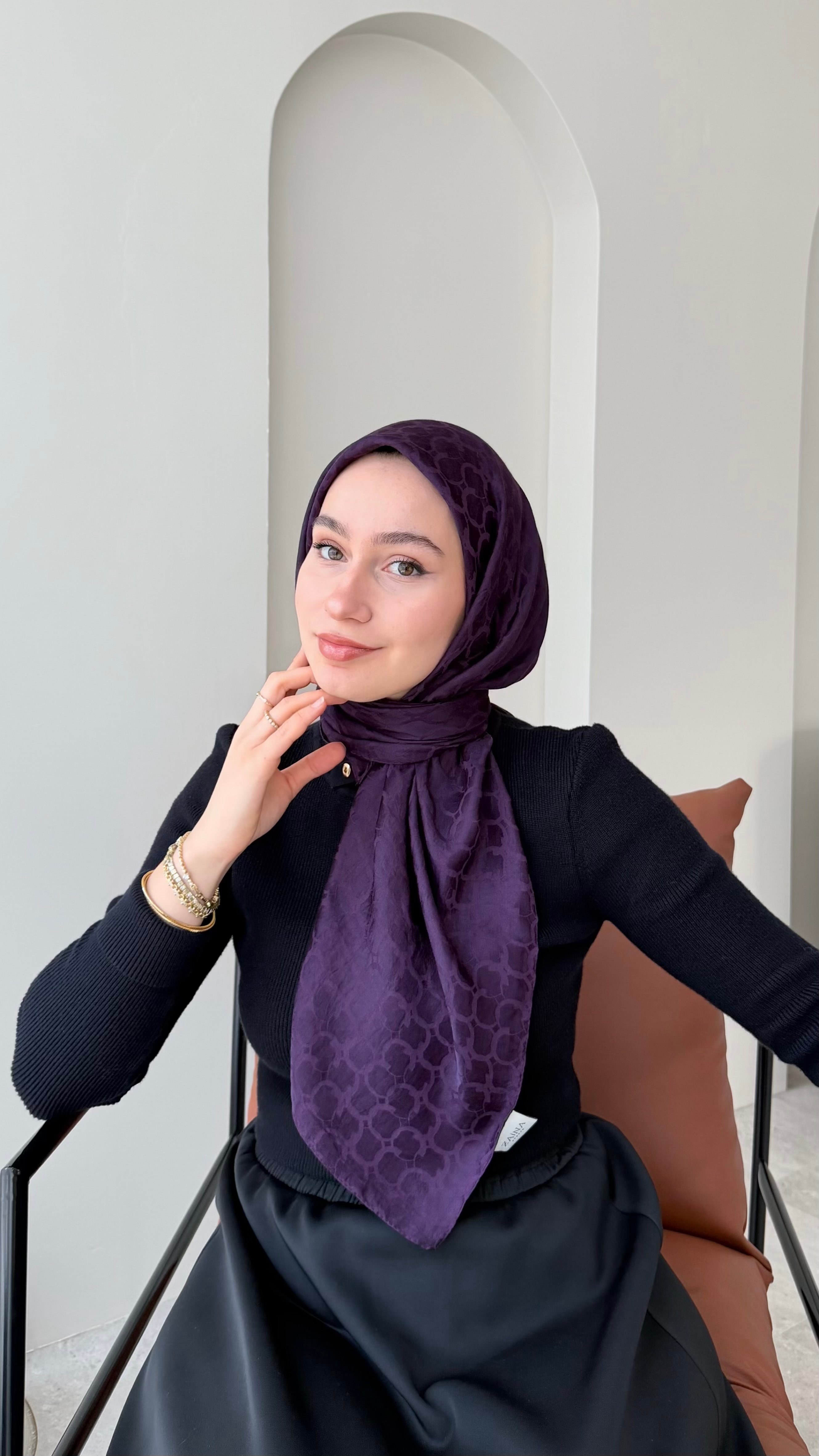 Parla Pamuk Jakar Eşarp - Mor
