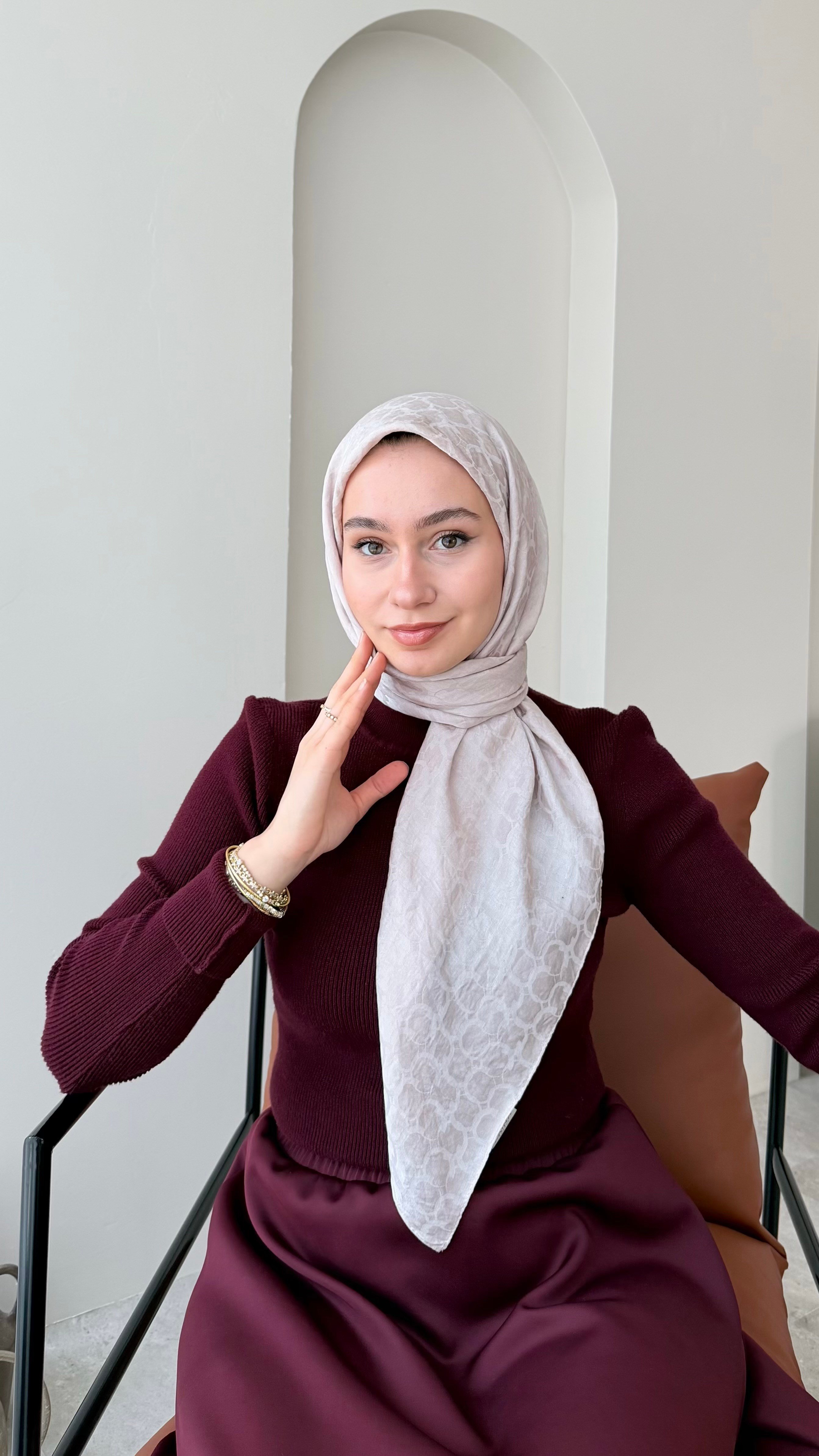 Parla Pamuk Jakar Eşarp - Pudra
