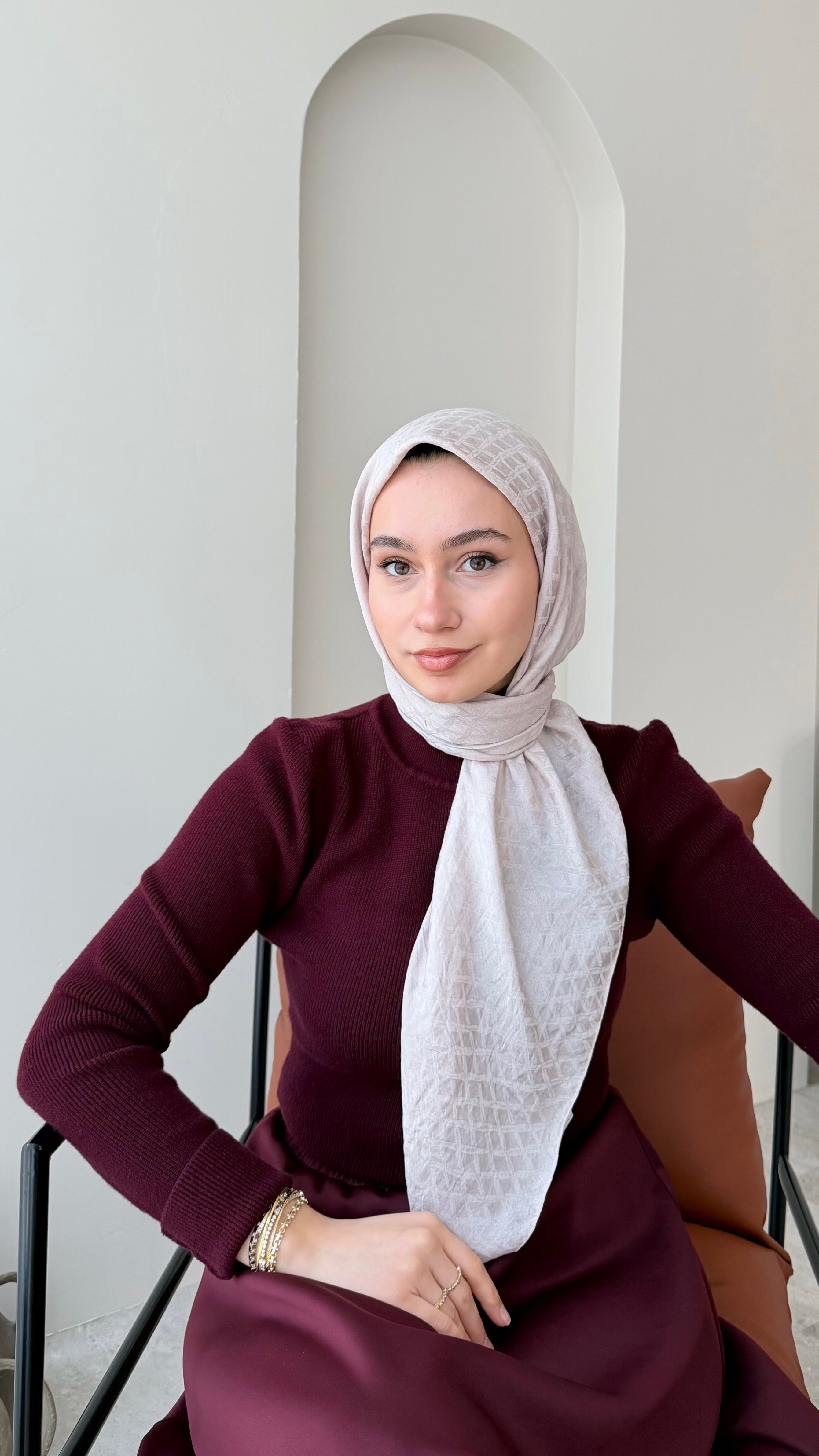 Parla Pamuk Jakar Eşarp - Pudra