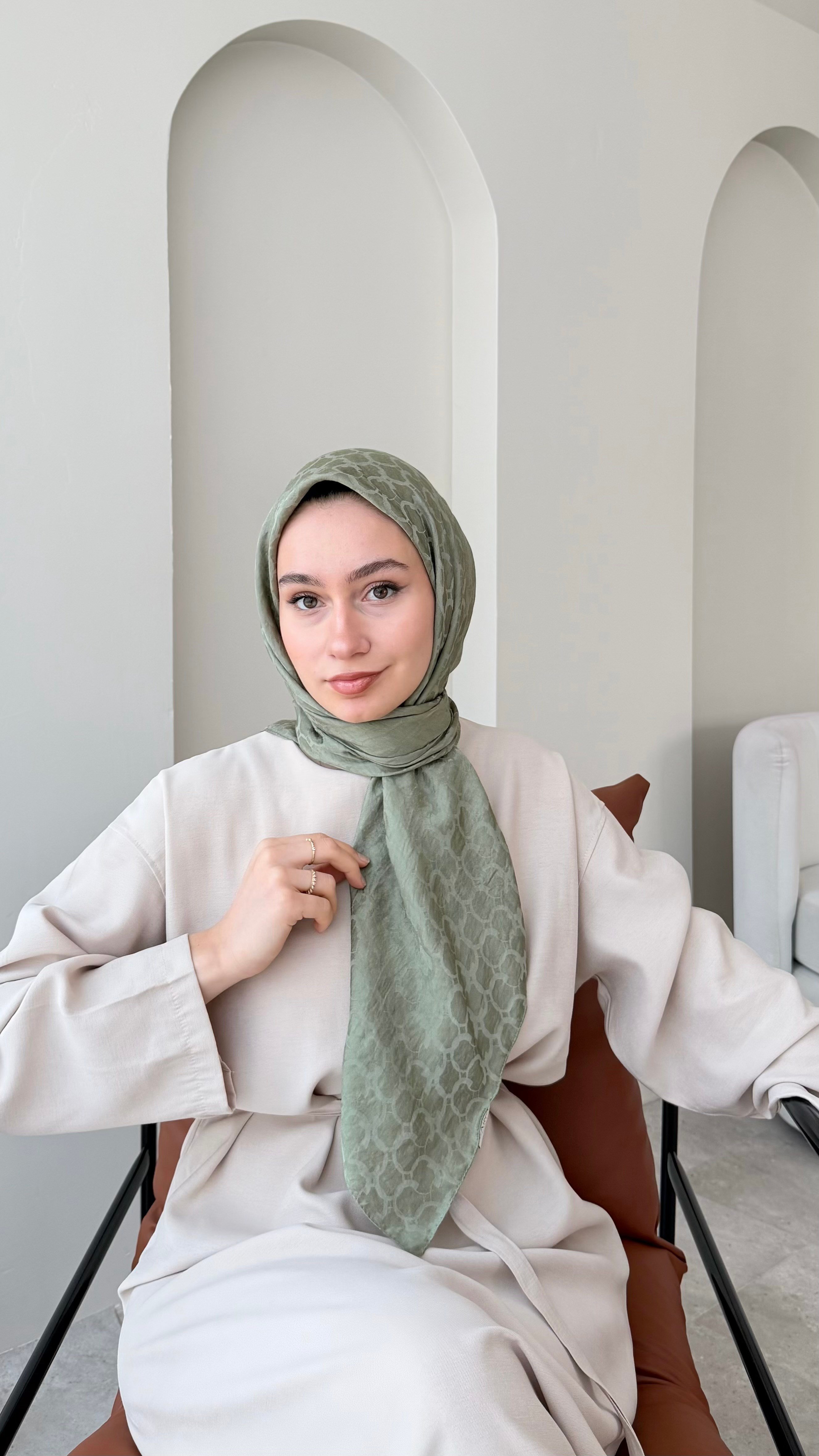 Parla Pamuk Jakar Eşarp - Soft Yeşil