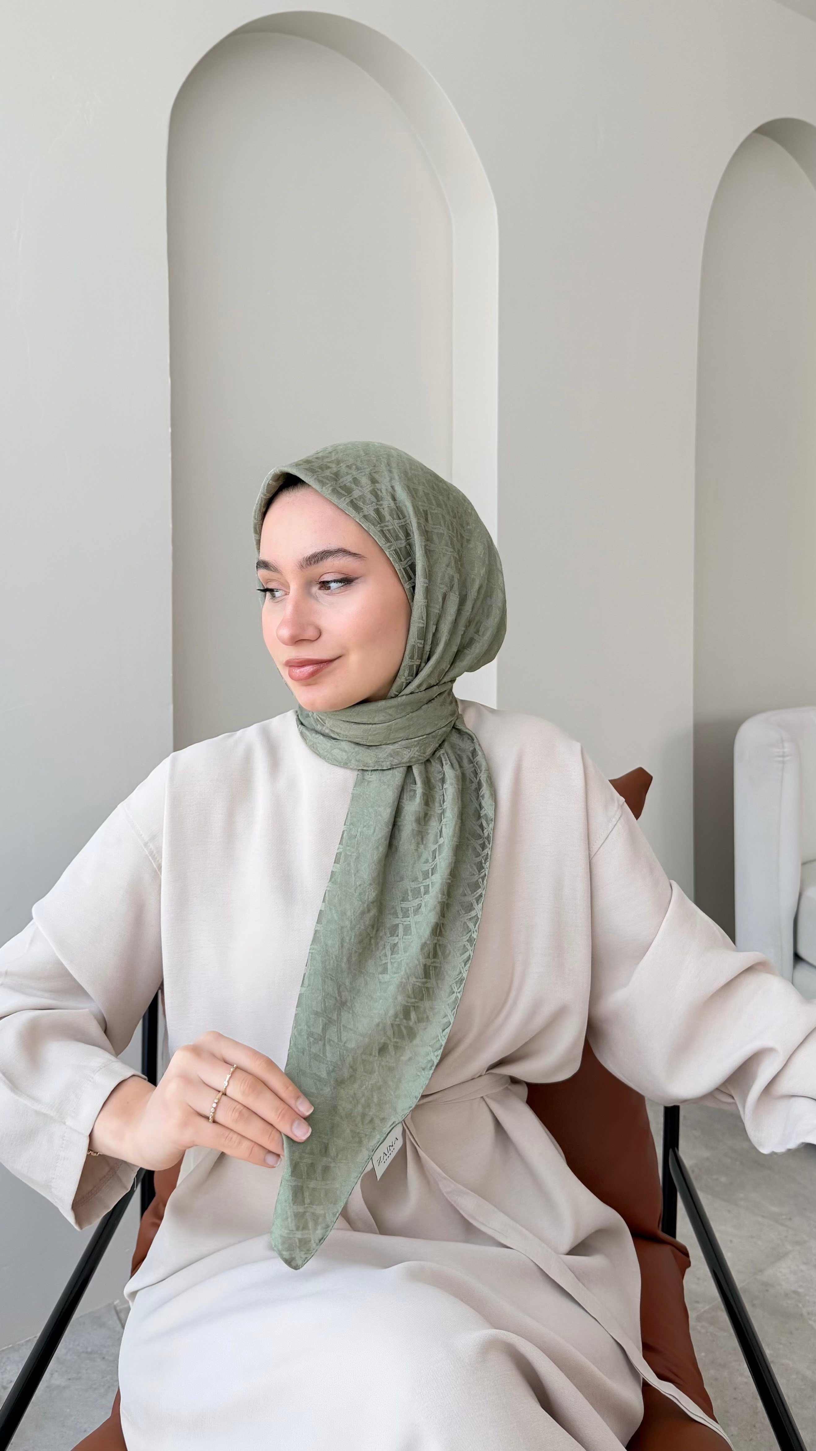 Parla Pamuk Jakar Eşarp - Soft Yeşil