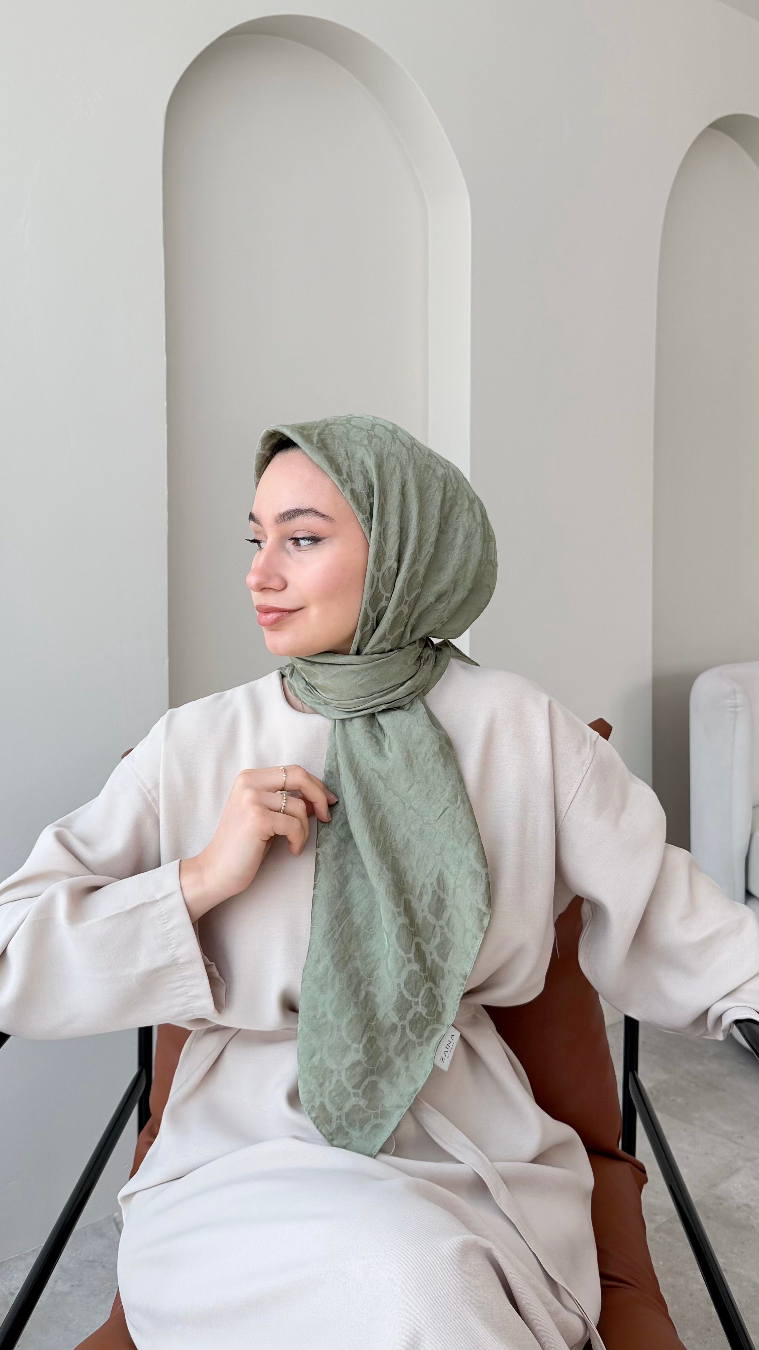 Parla Pamuk Jakar Eşarp - Soft Yeşil