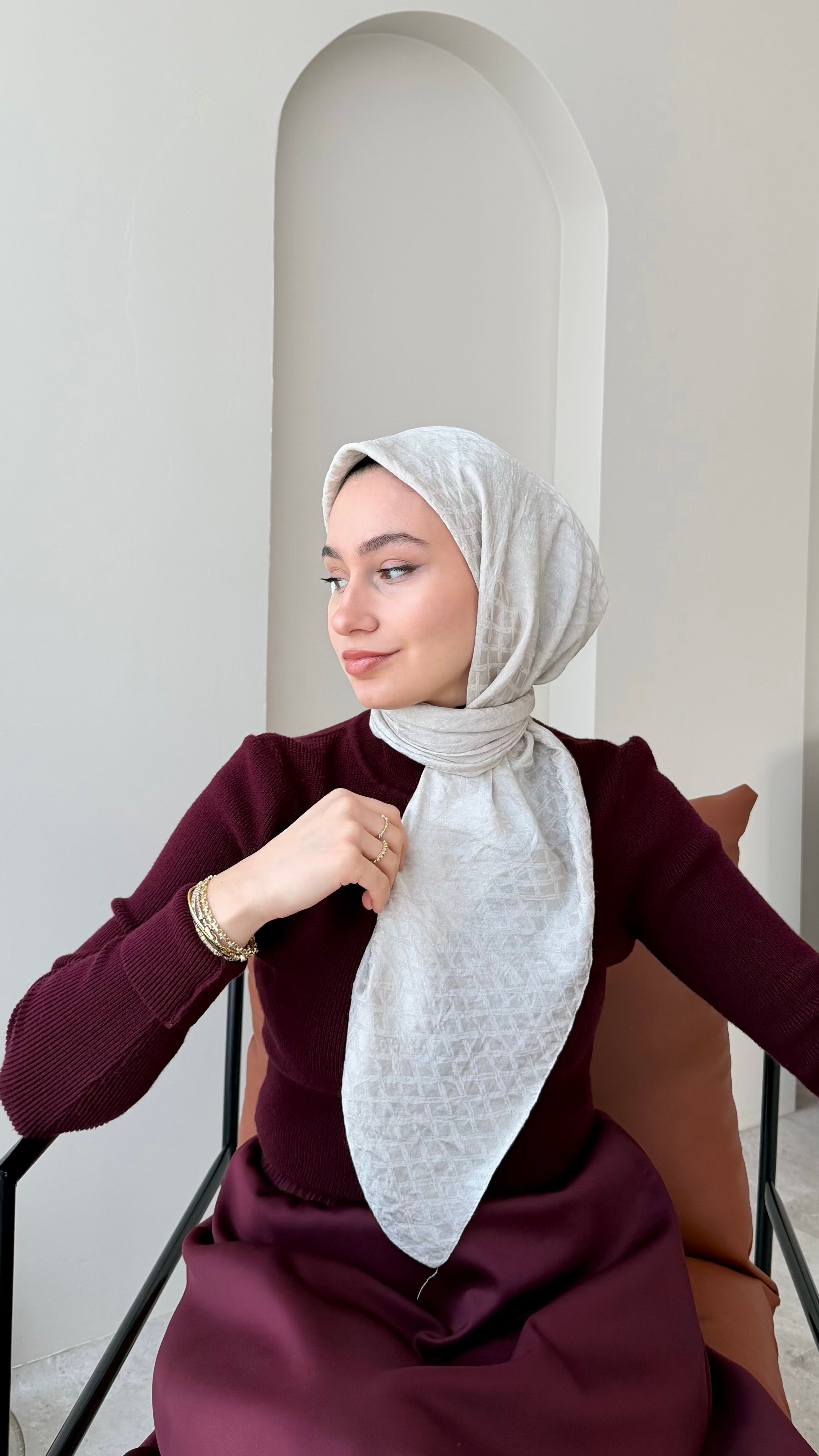 Parla Pamuk Jakar Eşarp - Taş