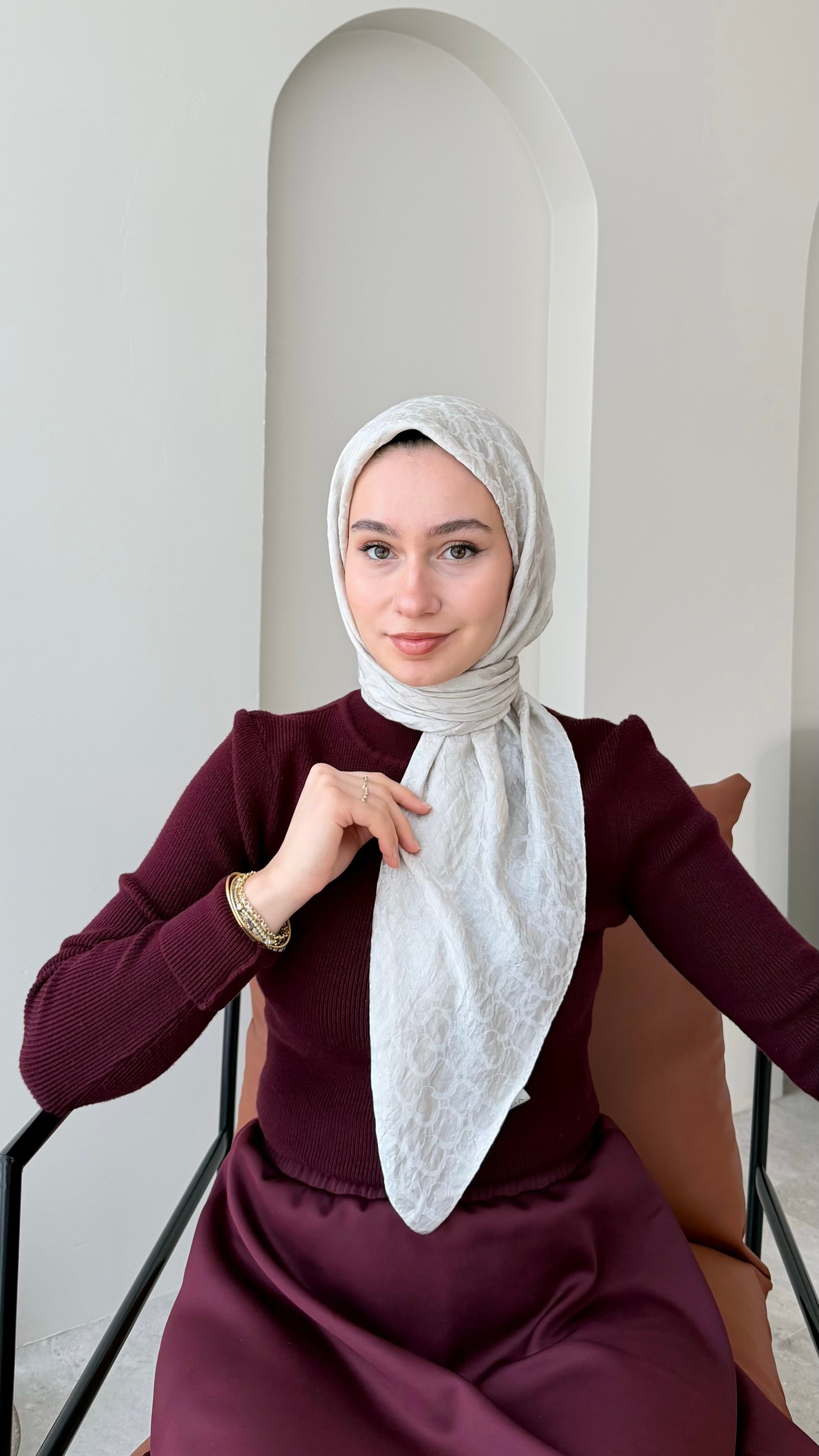Parla Pamuk Jakar Eşarp - Taş