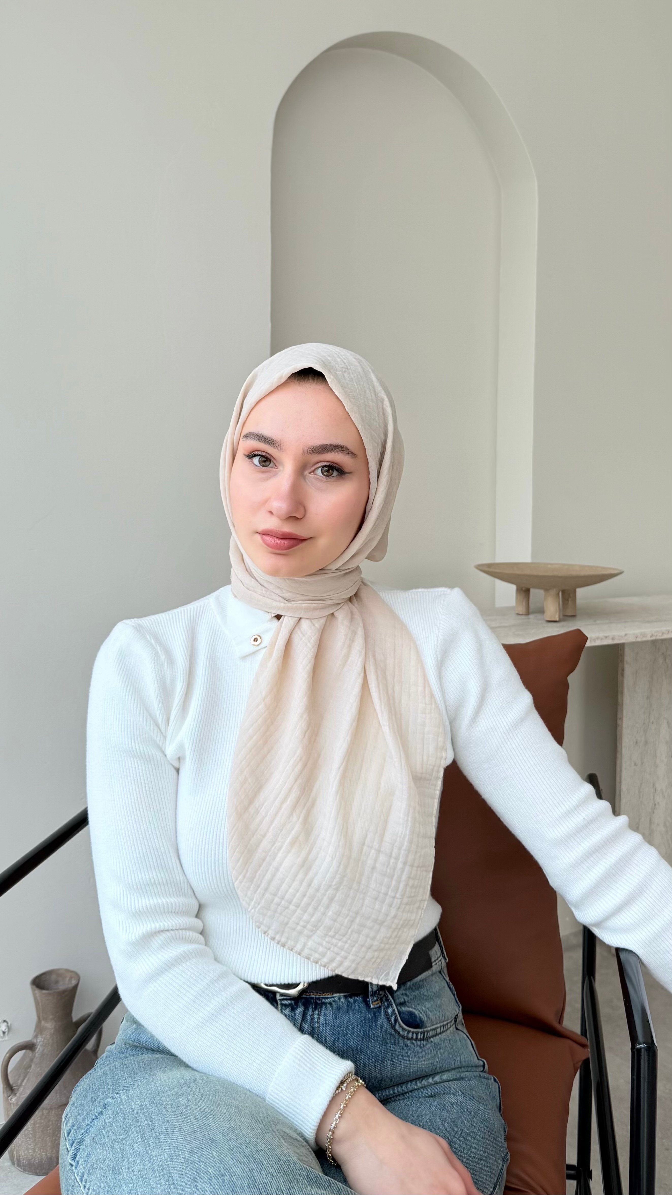 Perla Müslin Eşarp - Bej