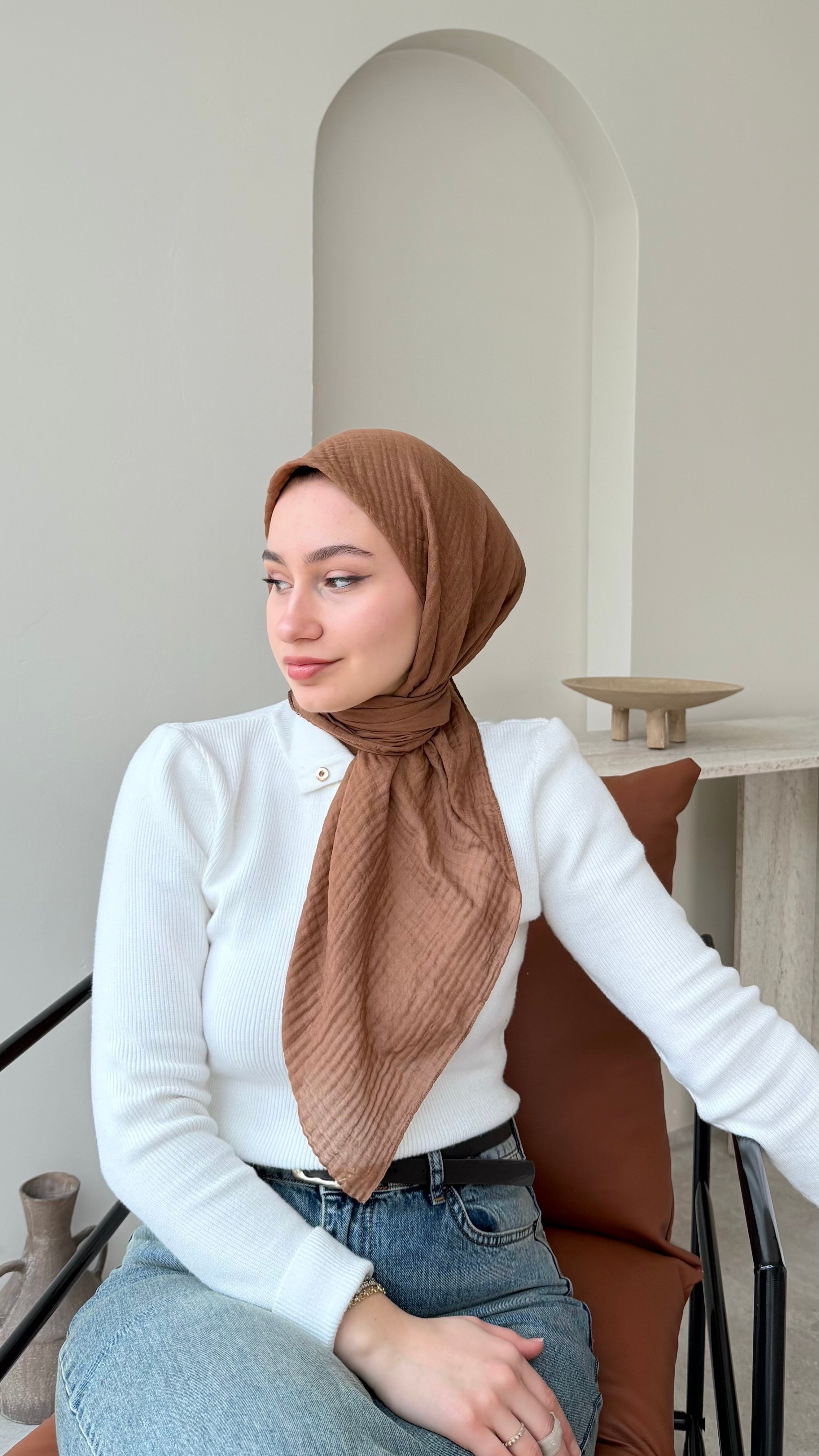 Perla Müslin Eşarp - Kahve