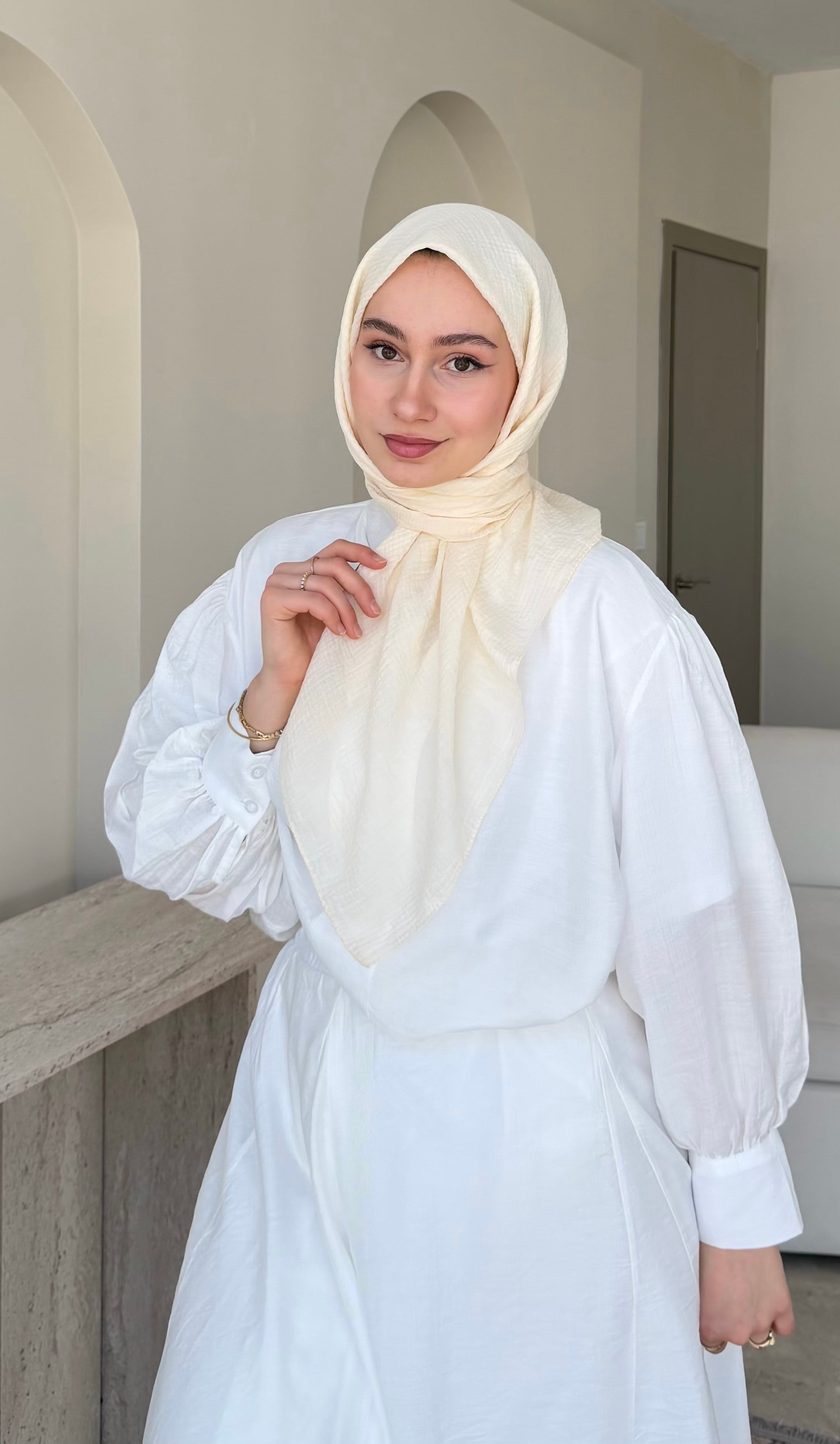 Perla Müslin Eşarp - Krem