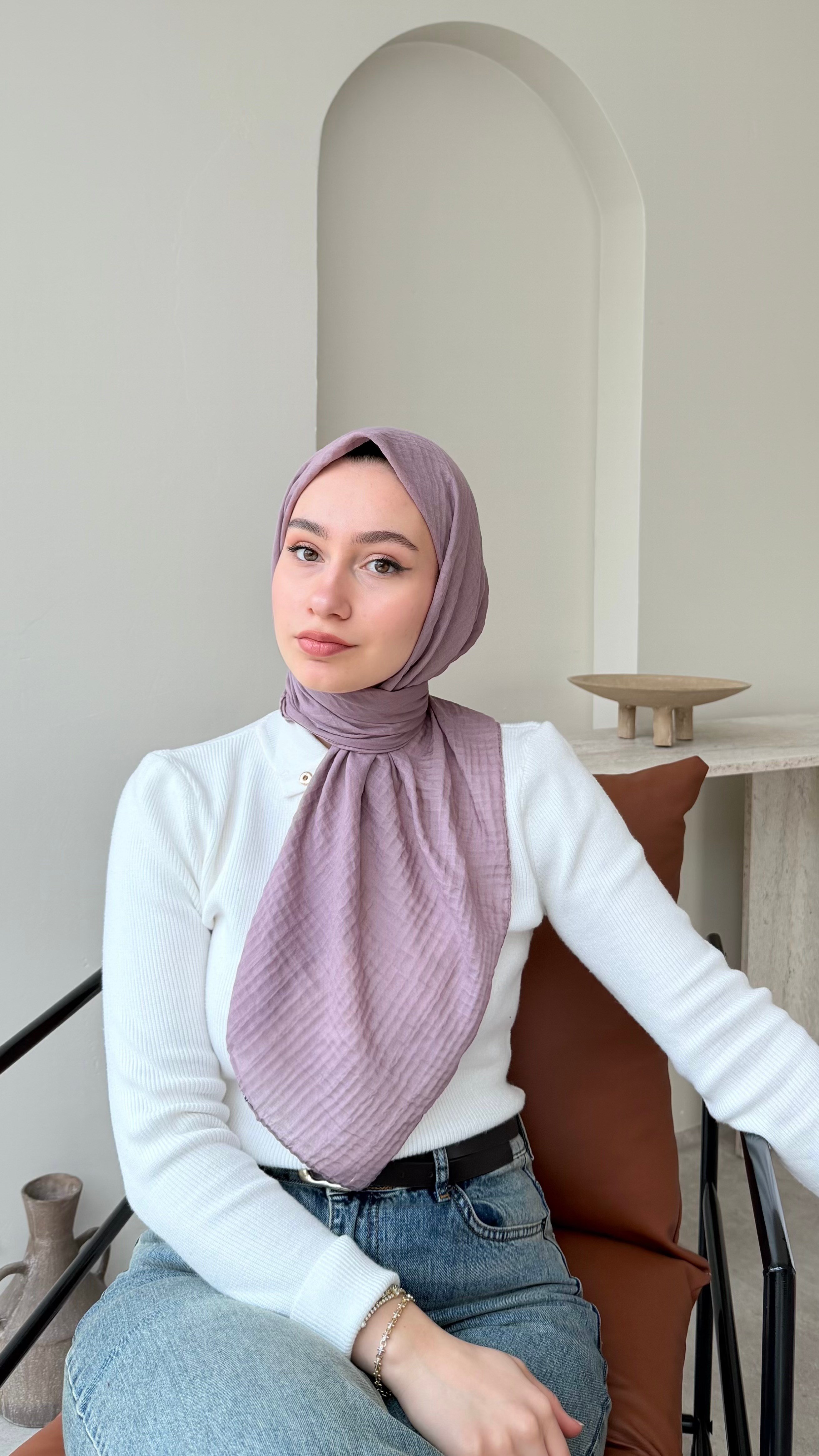 Perla Müslin Eşarp - Lila