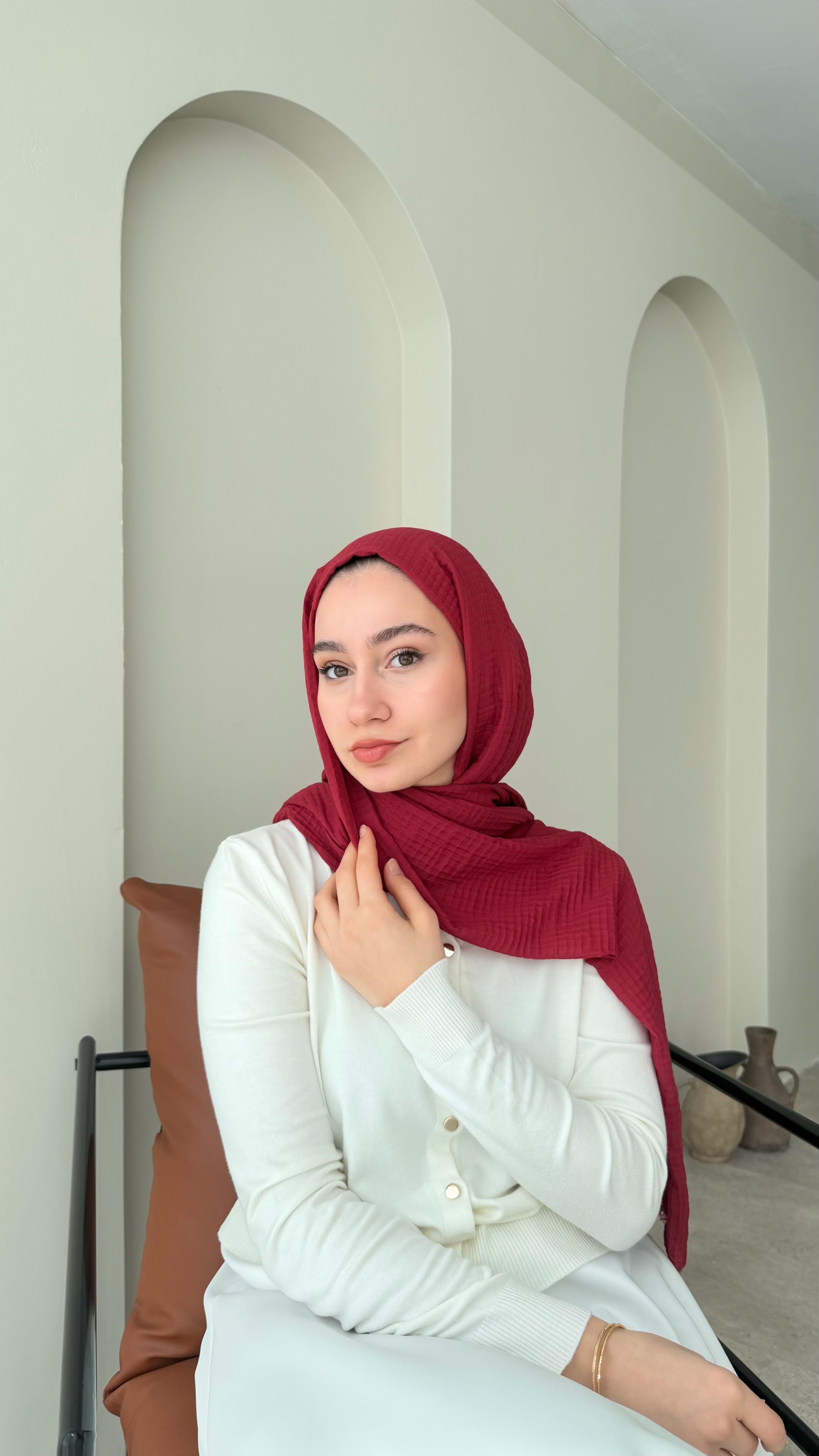 Perla Müslin Şal - Soft Kırmızı