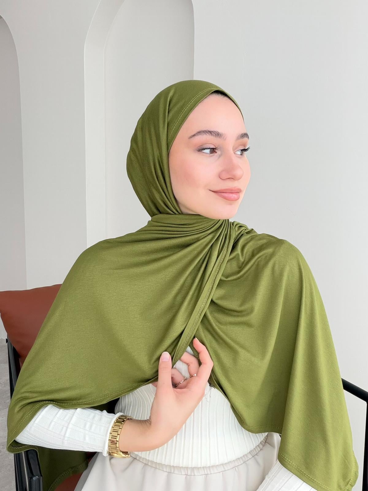 Premium Penye Şal - Kına Yeşili