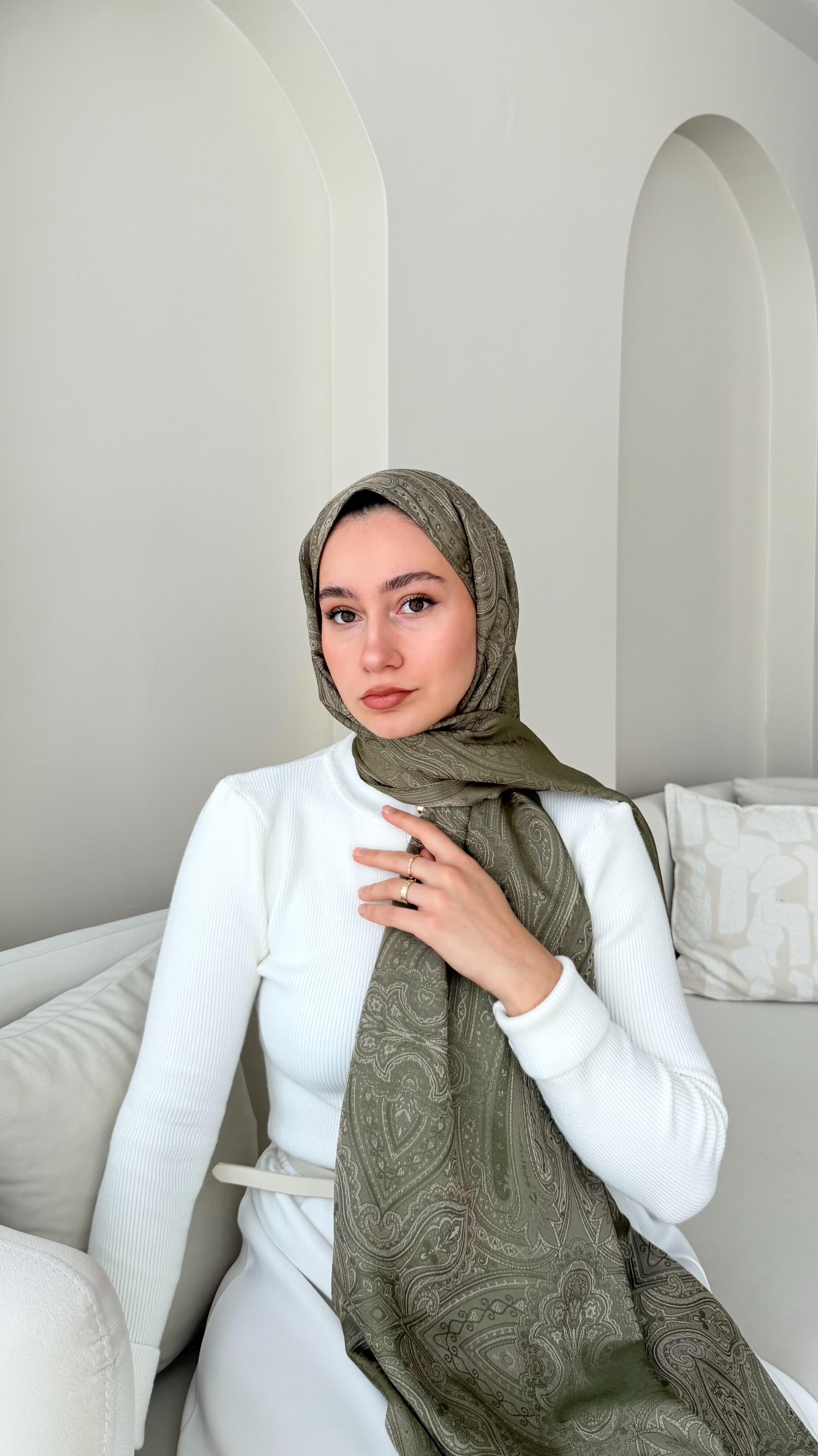 Retro Vual Jakar Şal-Soft Yeşil