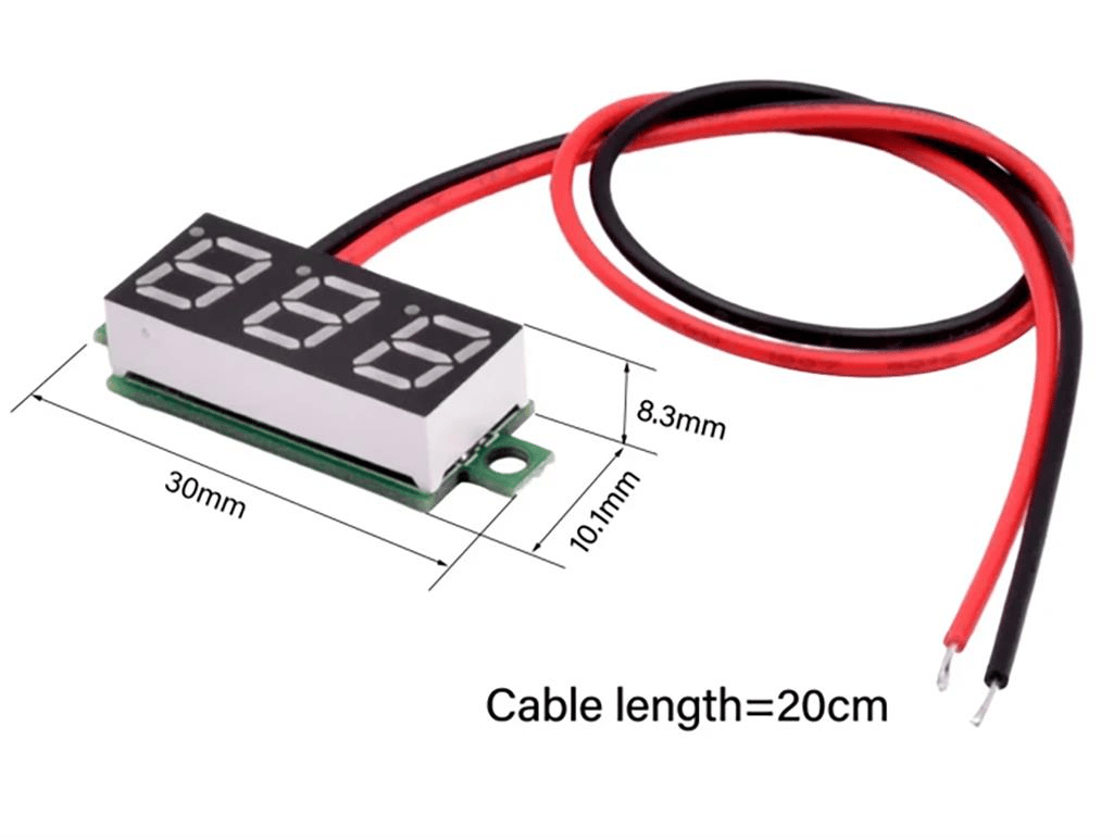 0.28 inch DC 2.3-30V Dijital Mini Voltmetre 2 Kablolu-Kırmızı