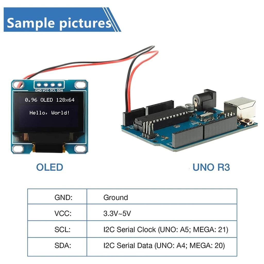 128x64 0.96 İnch I2C Oled Grafik Lcd Ekran 4 Pin(Mavi-Sarı)-Drive SSD1315
