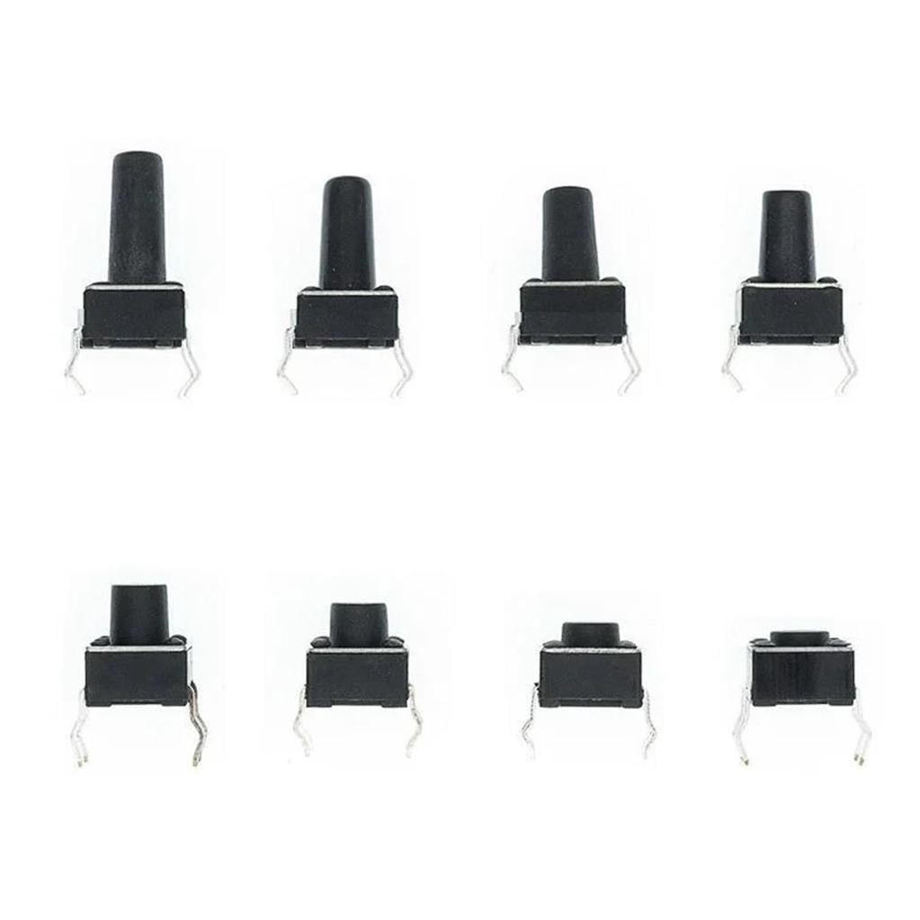 200 Parça 10 Çeşit Push Button Seti-Tact Switch-6x6 Dip Kılıf-Plastik Kutulu