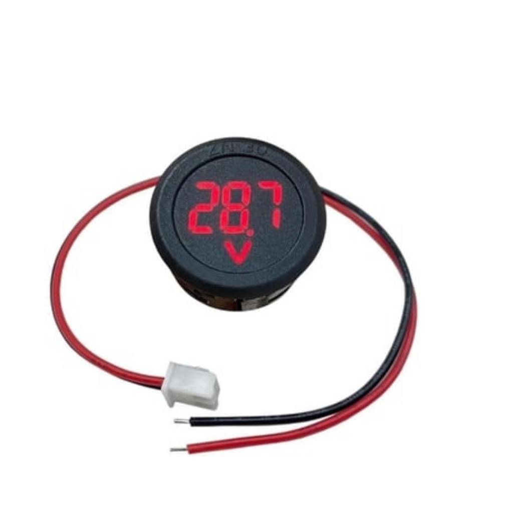 29mm Dairesel Voltmetre DC 4-100V Led Dijital Ekran-2 Kablolu-Kırmızı