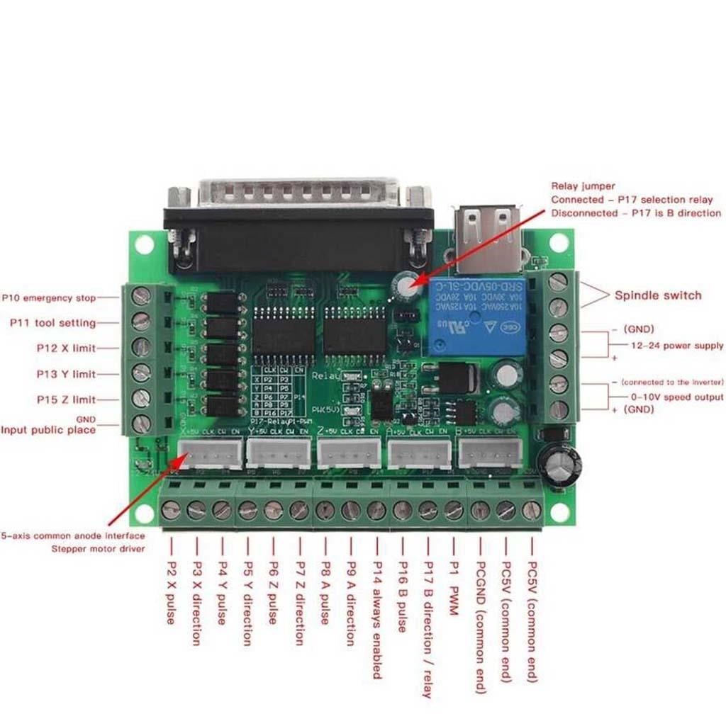 5 Eksen Lpt Girişli CNC Kontrol Kartı-Mach3 Uyumlu
