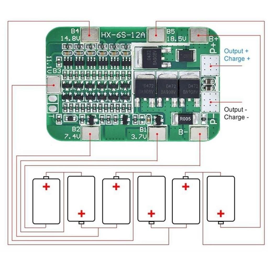 6S 12A BMS 25.5V 18650 Lityum LiPo Pil Şarj Koruma Modülü